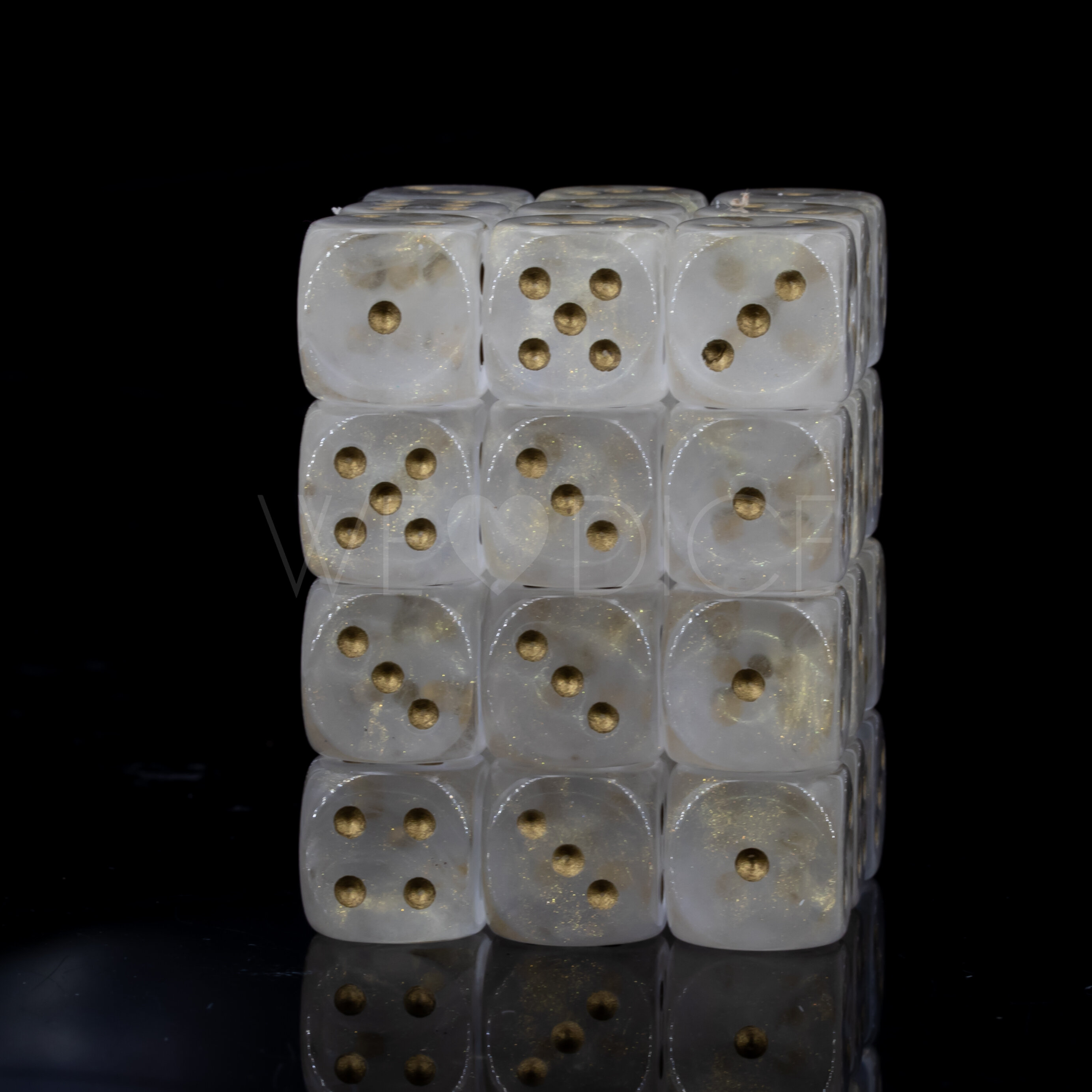 Translucent gold dust / gold 12mm D6 Dice Set  (36Pcs)