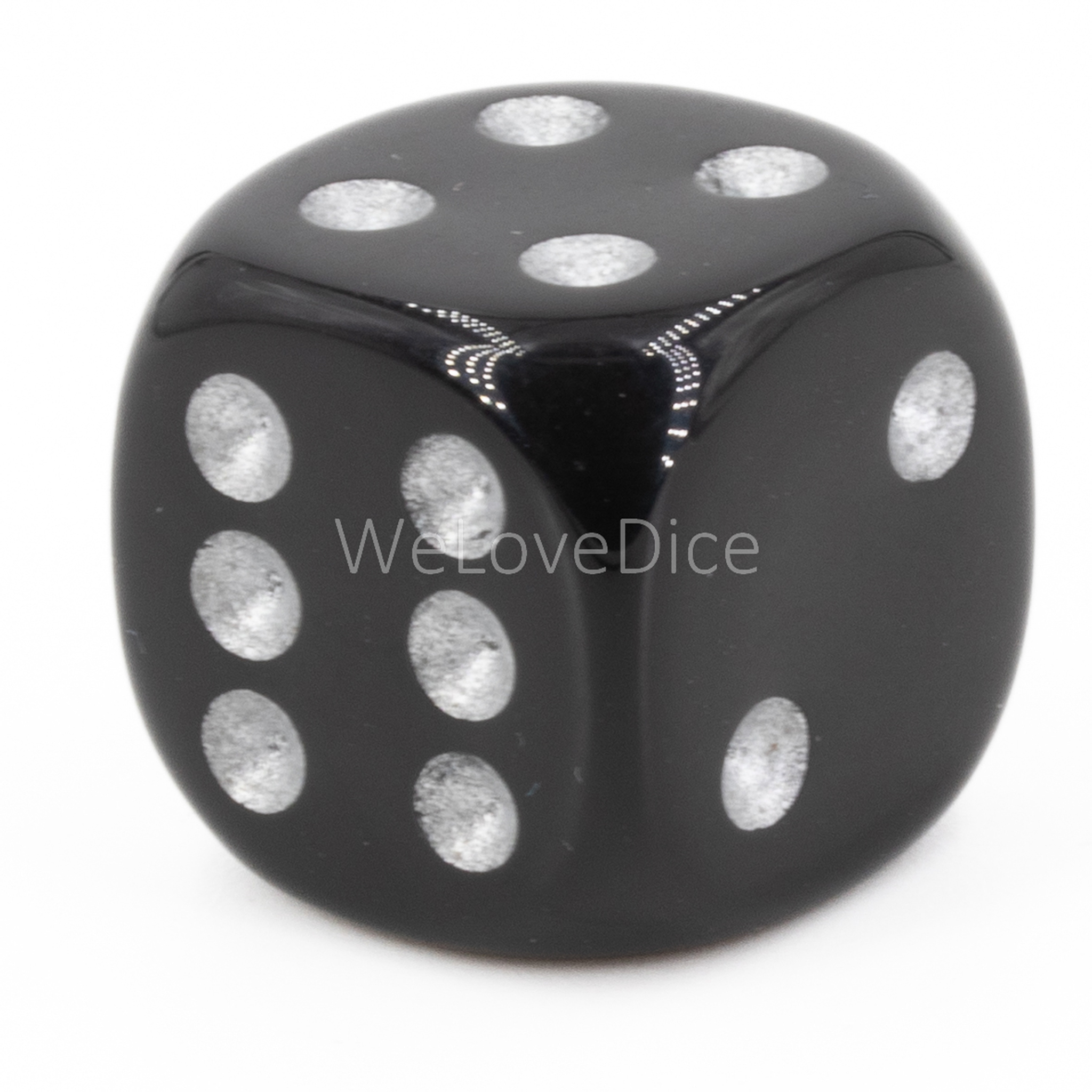 16mm  D6 Dice in black / silver Opaque