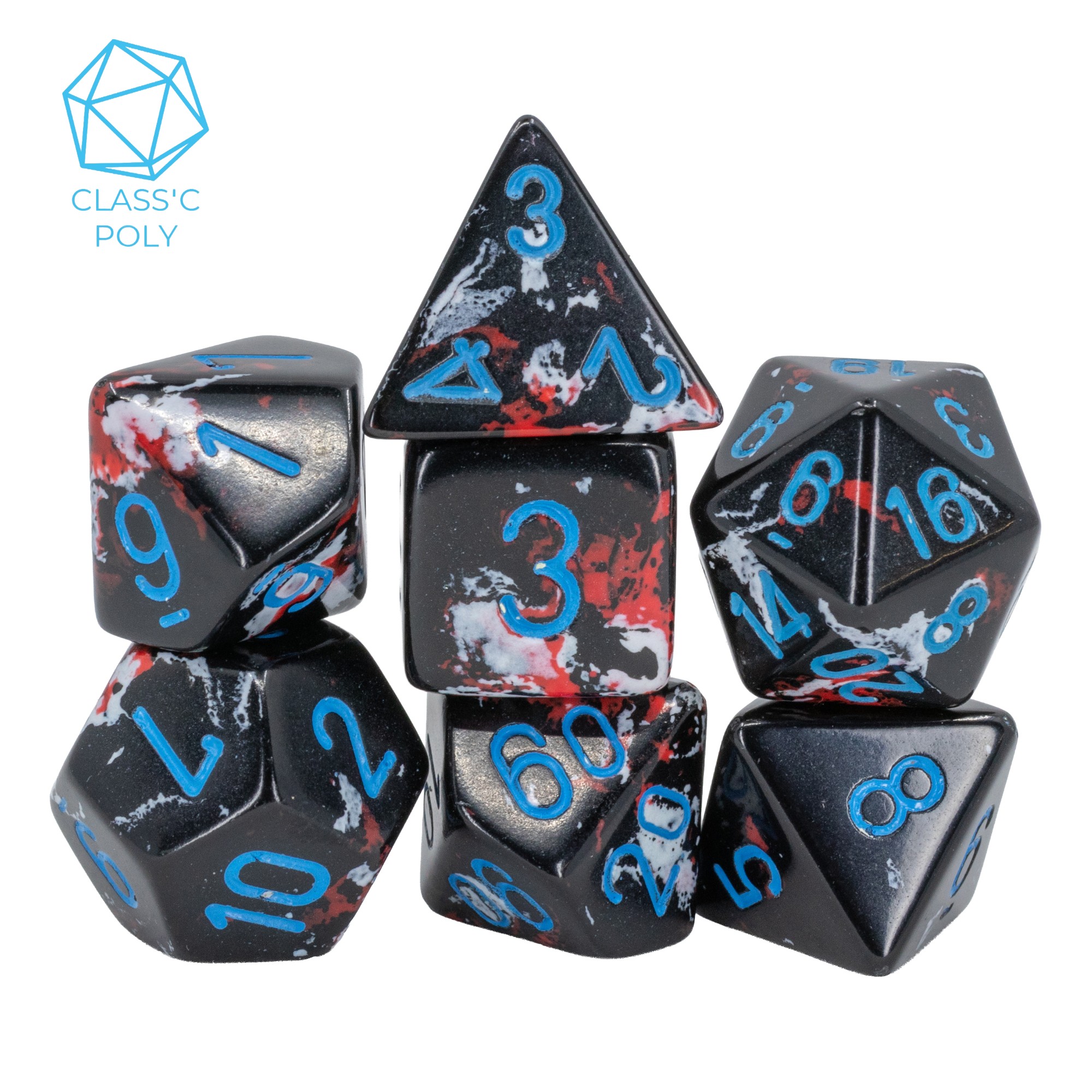 Brush™ Polyhedral Dark Side™ / blue 7-Würfel Set