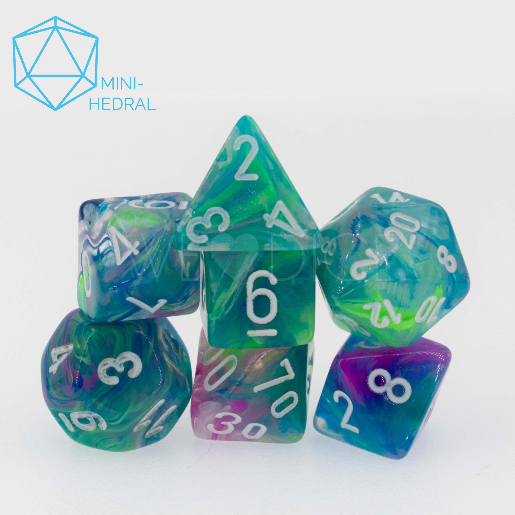 Mini-hedral Festive® Polyhedral Waterlilly / Weiß 7-Würfel Set