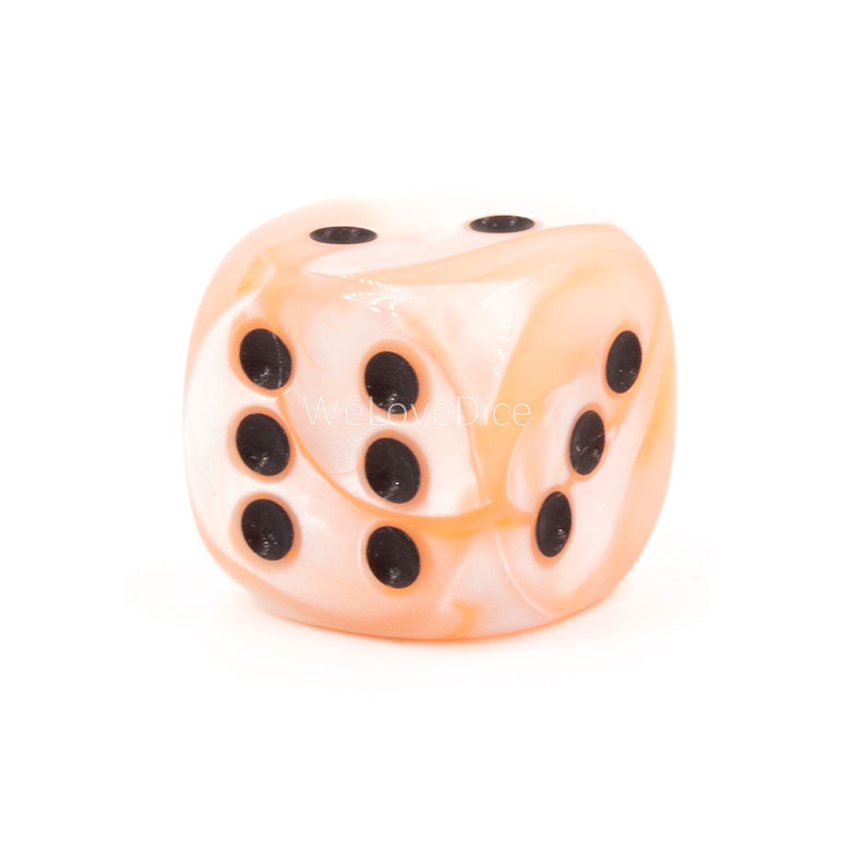 16mm W6 Würfel in neon lachs / schwarz