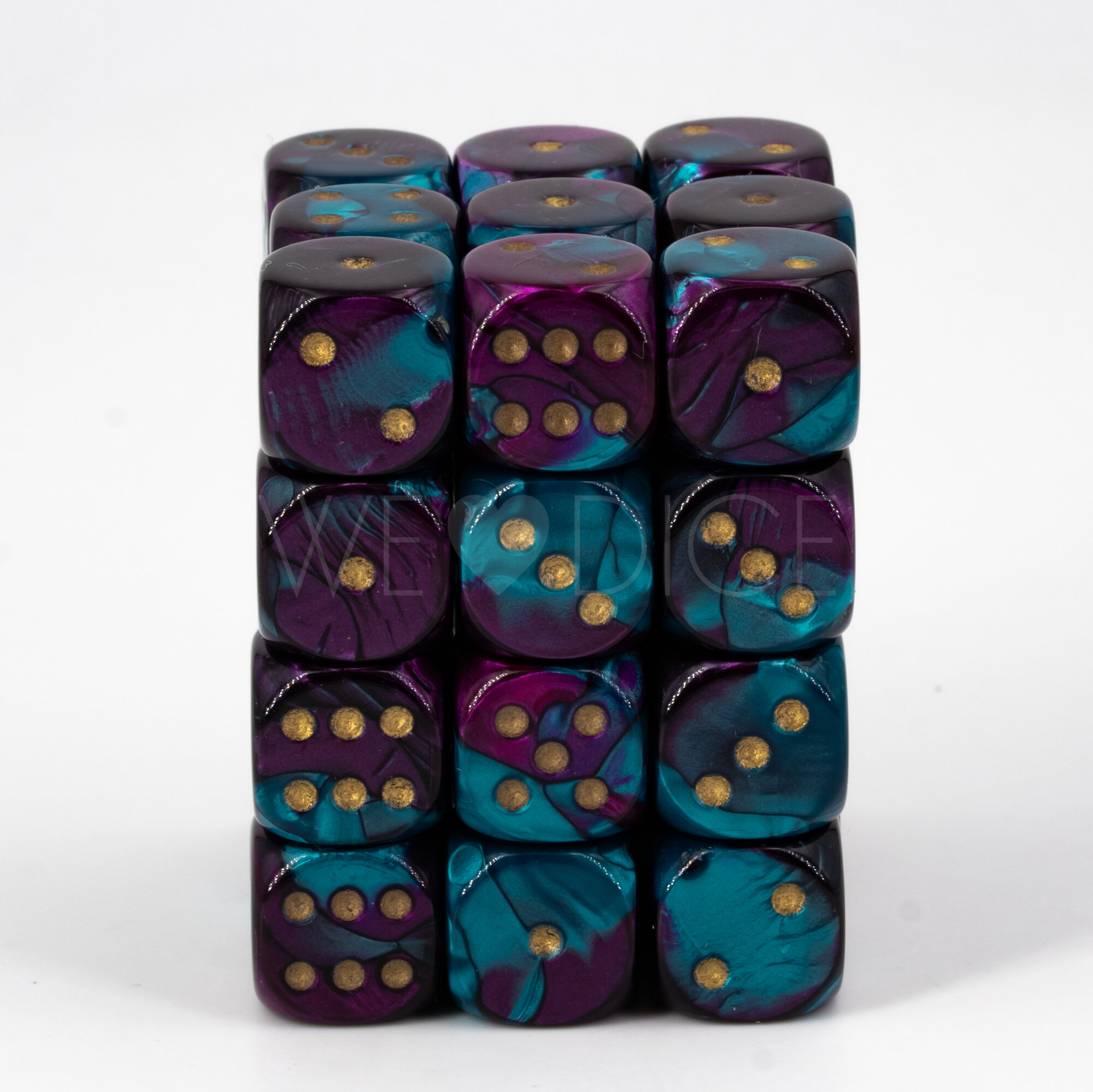 Gemini® 2ton Lila-Blaugrün / gold 12mm W6 Set (36 Stück)