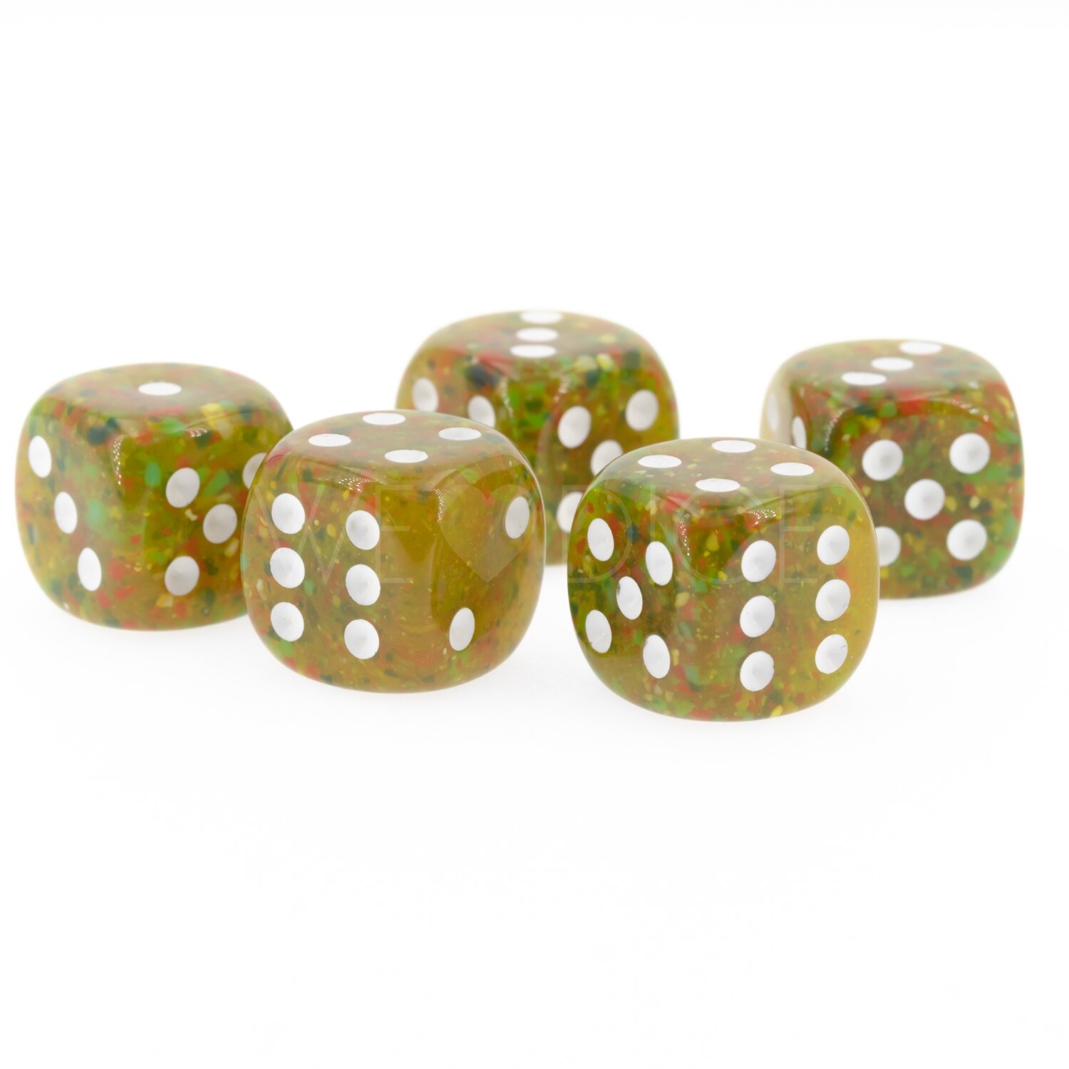 16mm W6 Würfel in Olive grün / weiss