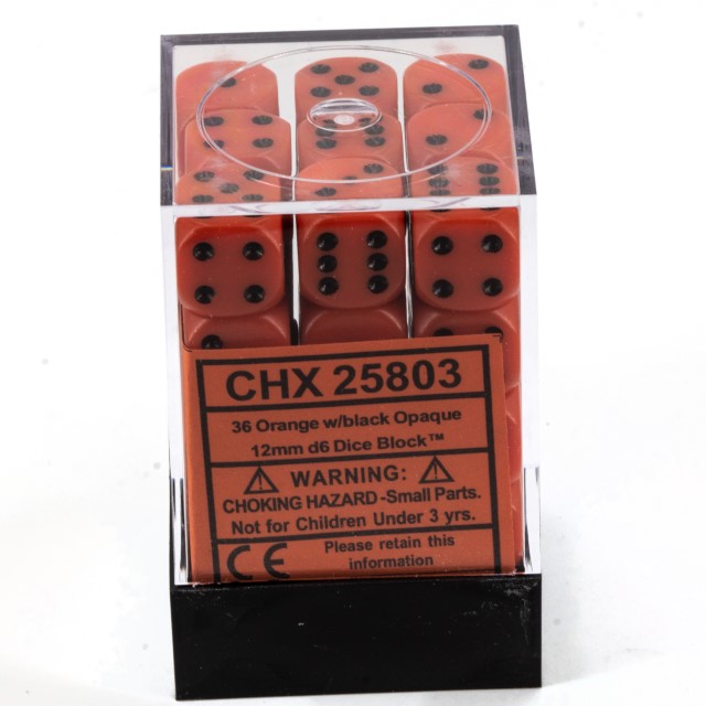 Satt orange / schwarz 12mm W6 Würfel Set (36 Würfel)