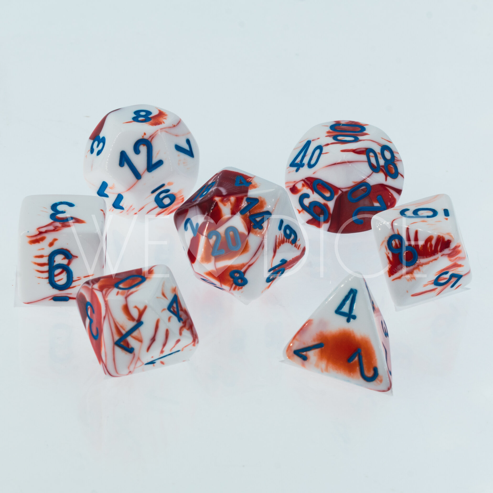 LabDice Gemini® Red-White/blue  Set 7 Stück