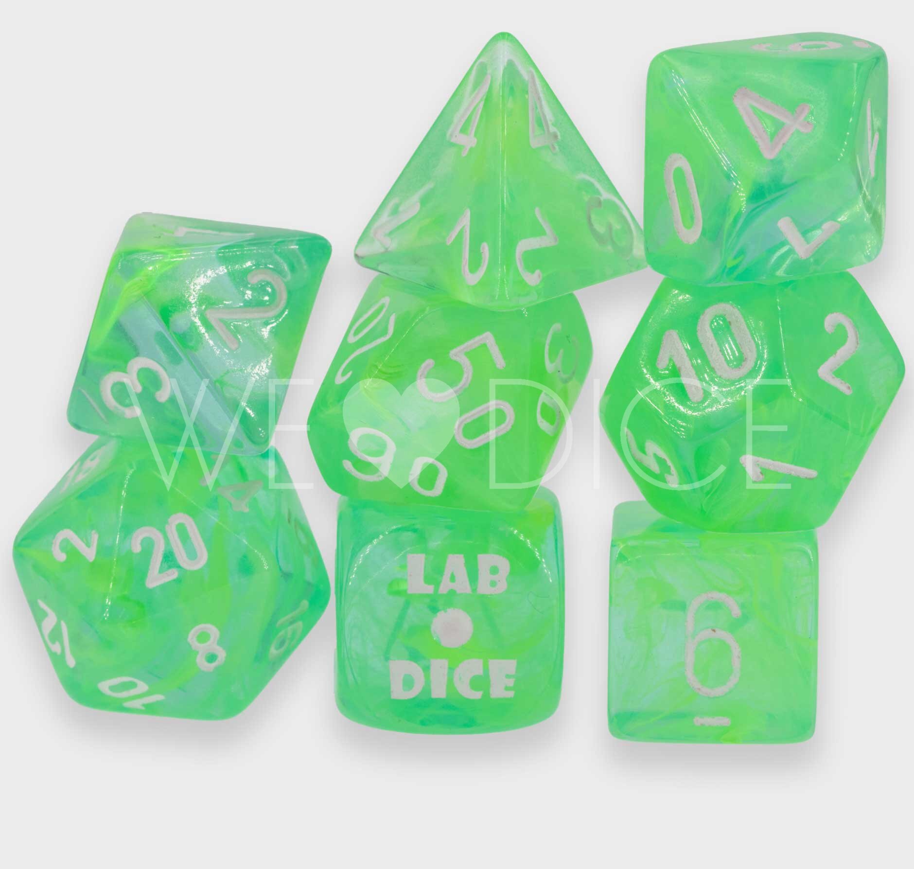 PRE ORDER LabDice Nebula® Gelatinous™ / weiss  Set 8 Stück