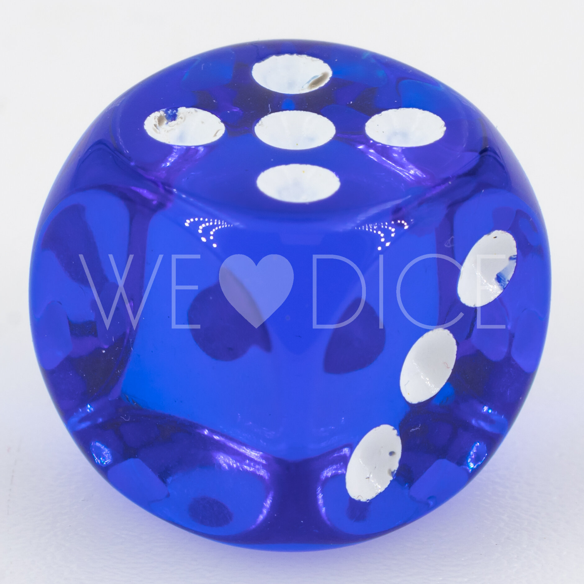 16mm Dice in dark blue / white Translucent no "6"