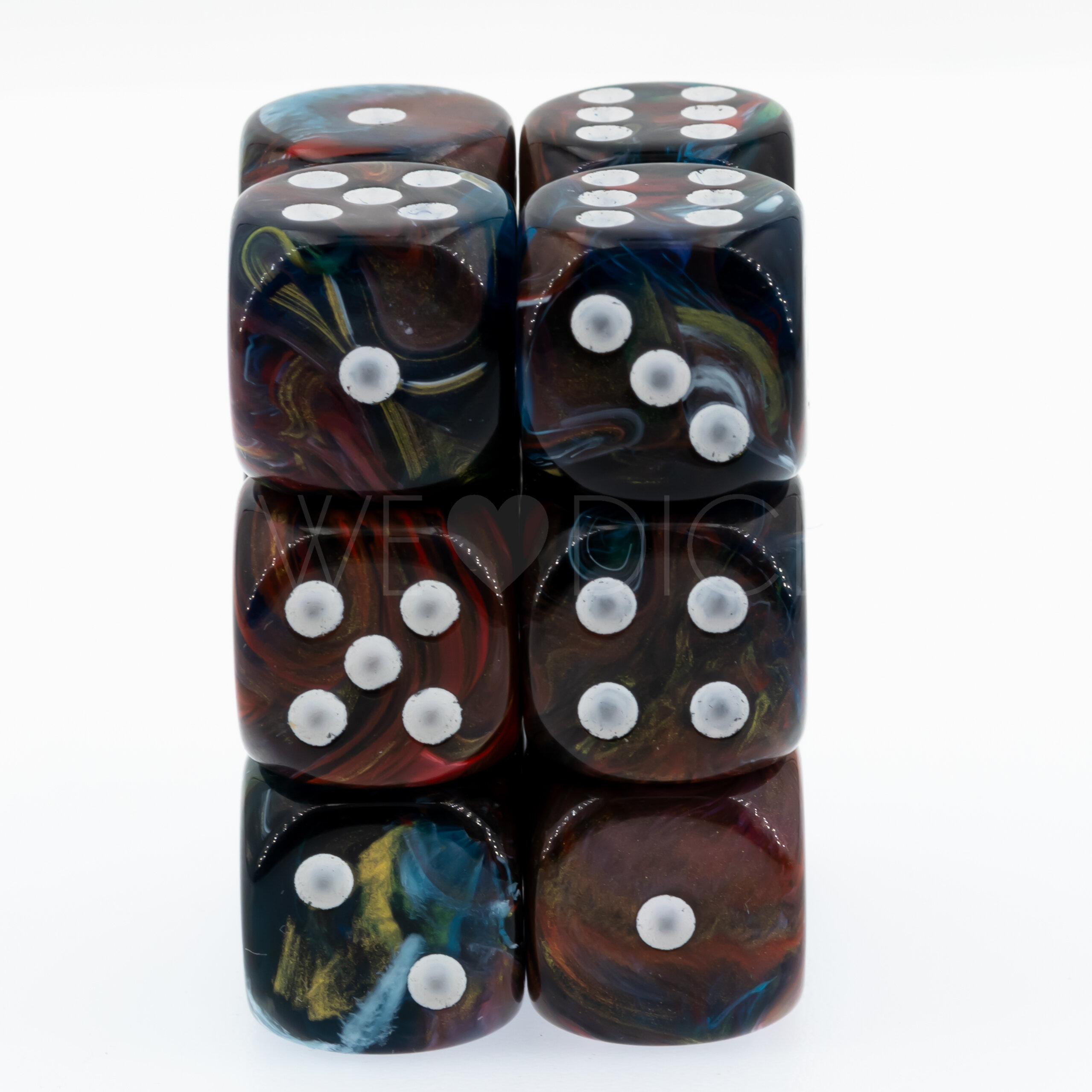 carneval Pietersit brown / white 16mm D6 Dice Set  (12Pcs)