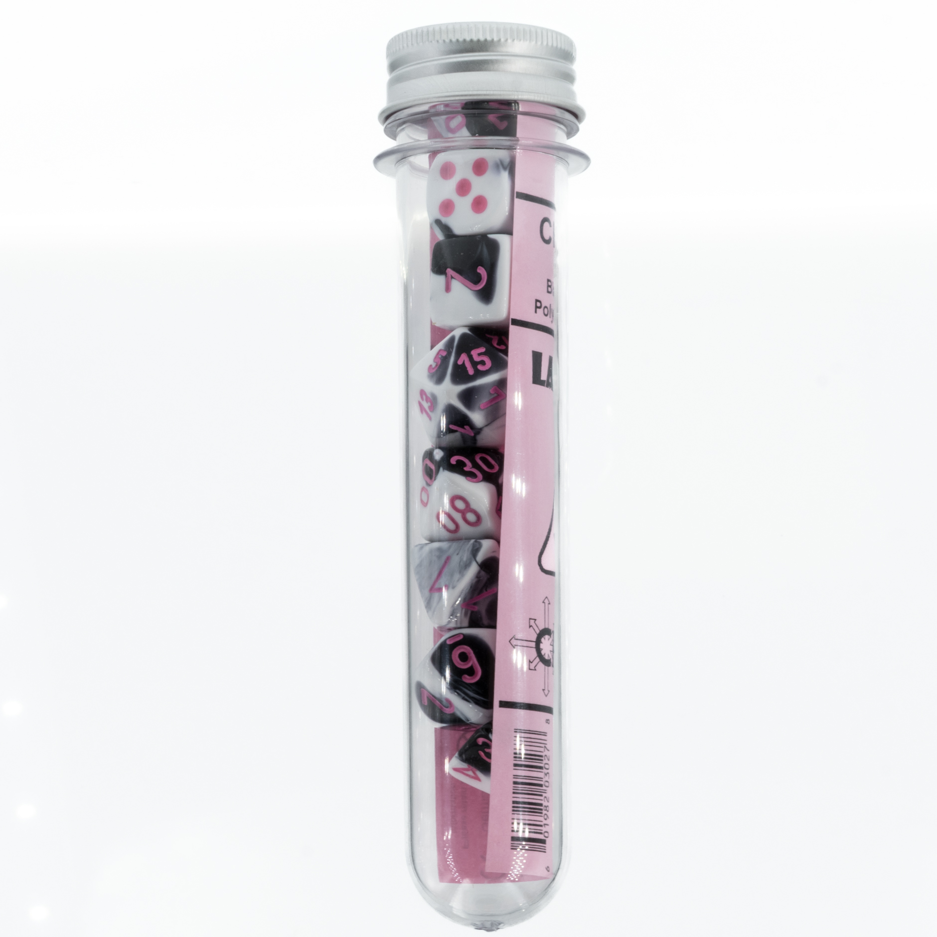 LabDice Gemini® Schwarz-Weiß / Rosa  Set 8 Stück