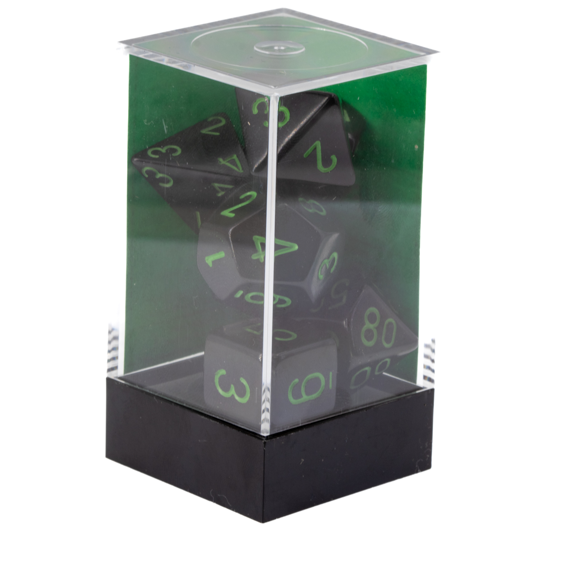 Satt Polyhedral schwarz / grün 7-Würfel Set