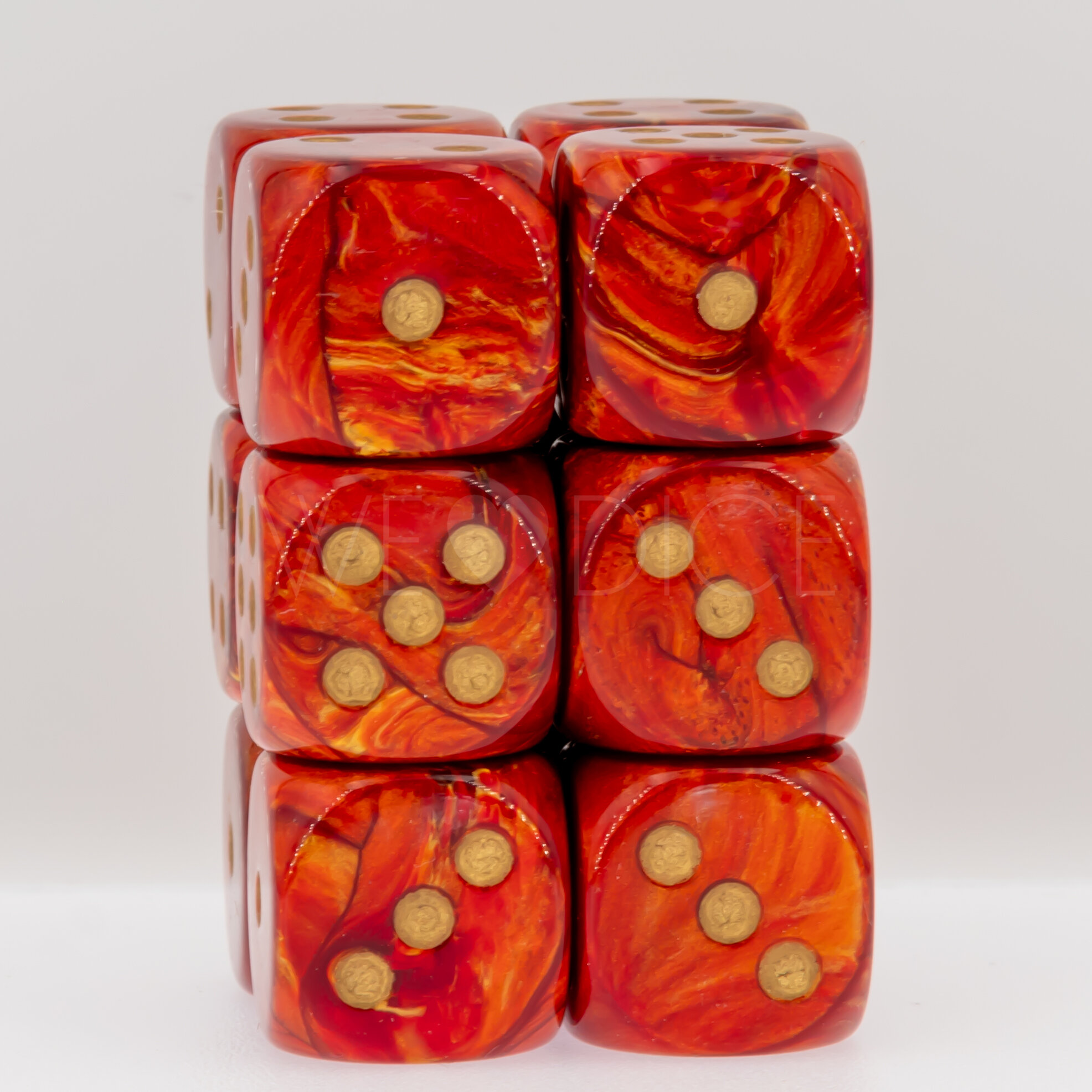 Scarab® Scarlet / Gold 16mm W6 Würfel Set (12 Würfel)