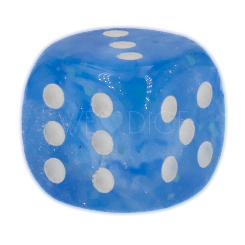 Borealis® Himmelblau / Weiß 12mm W6 Würfel mit Punkten (1 Stück)