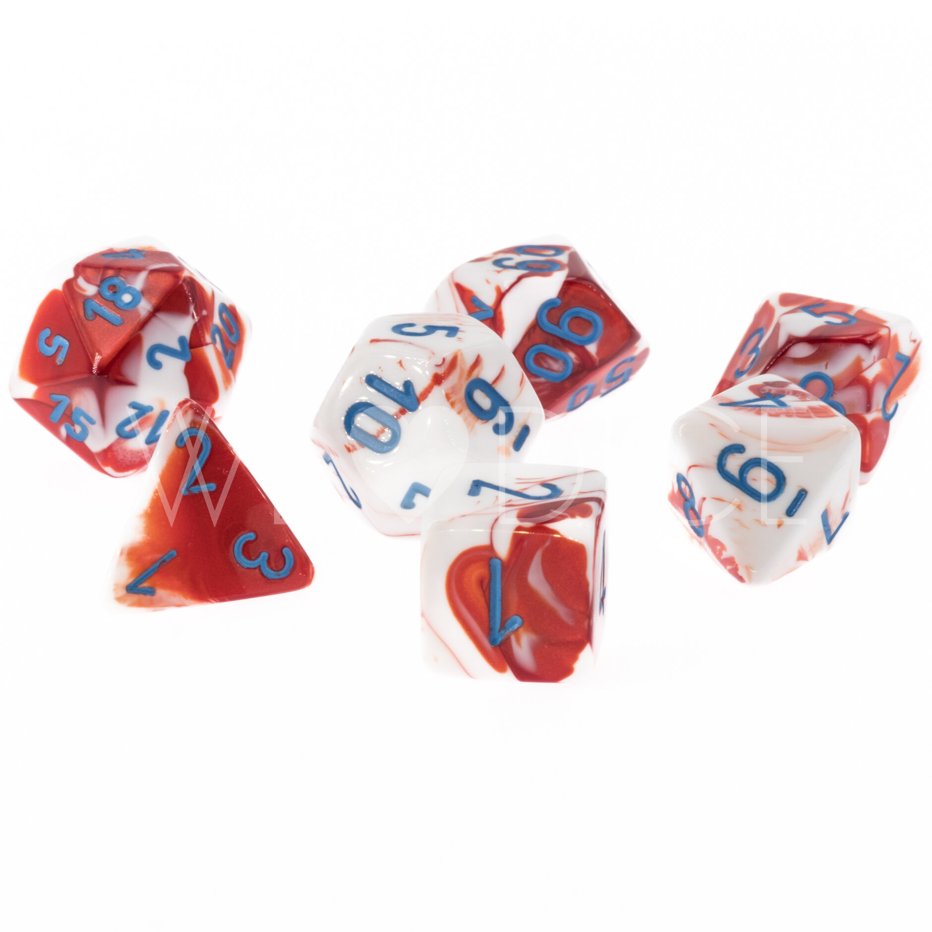 LabDice Gemini® Red-White/blue  Set 7 Stück