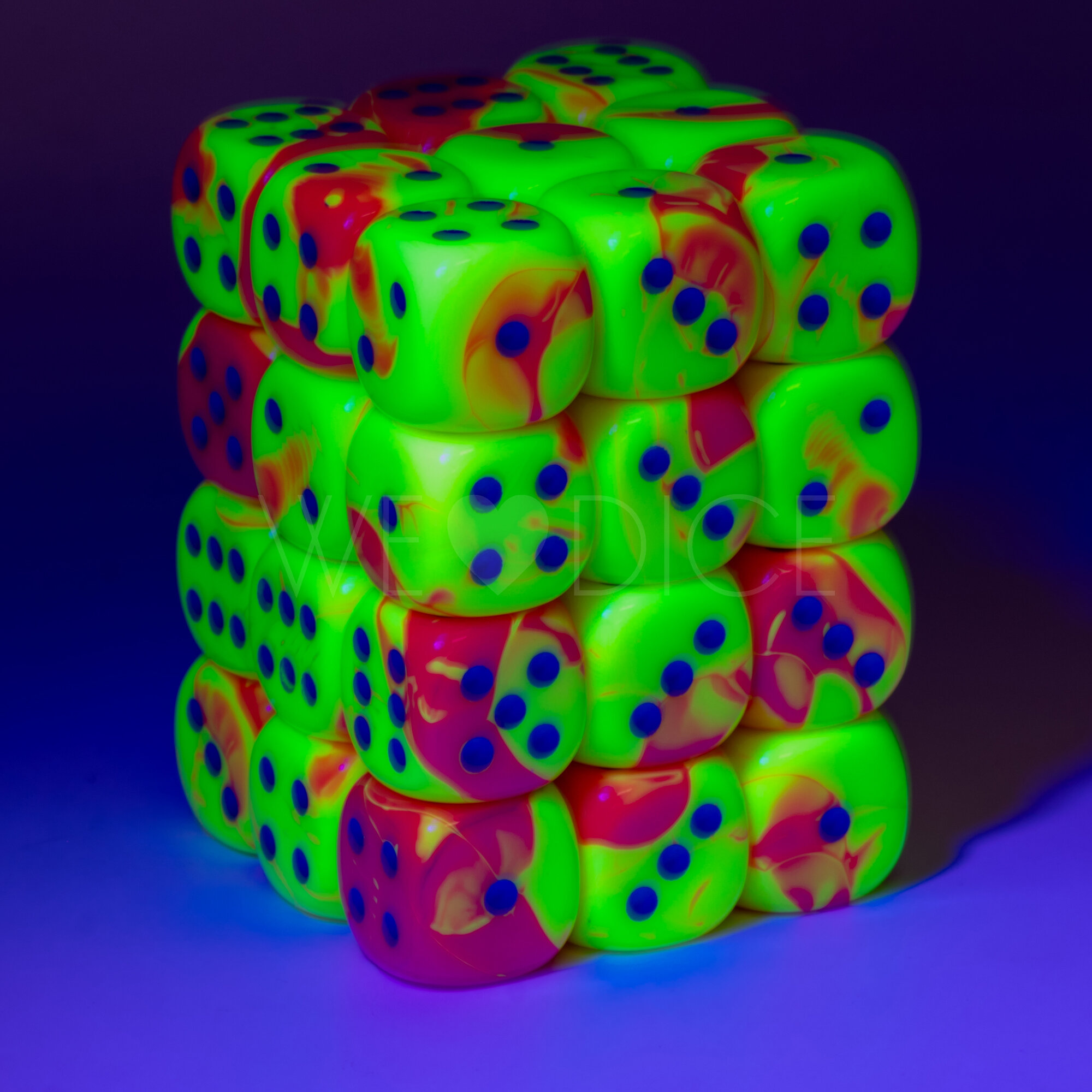 2Ton pink-gelb / blau 12mm W6 Set (36 Stück)