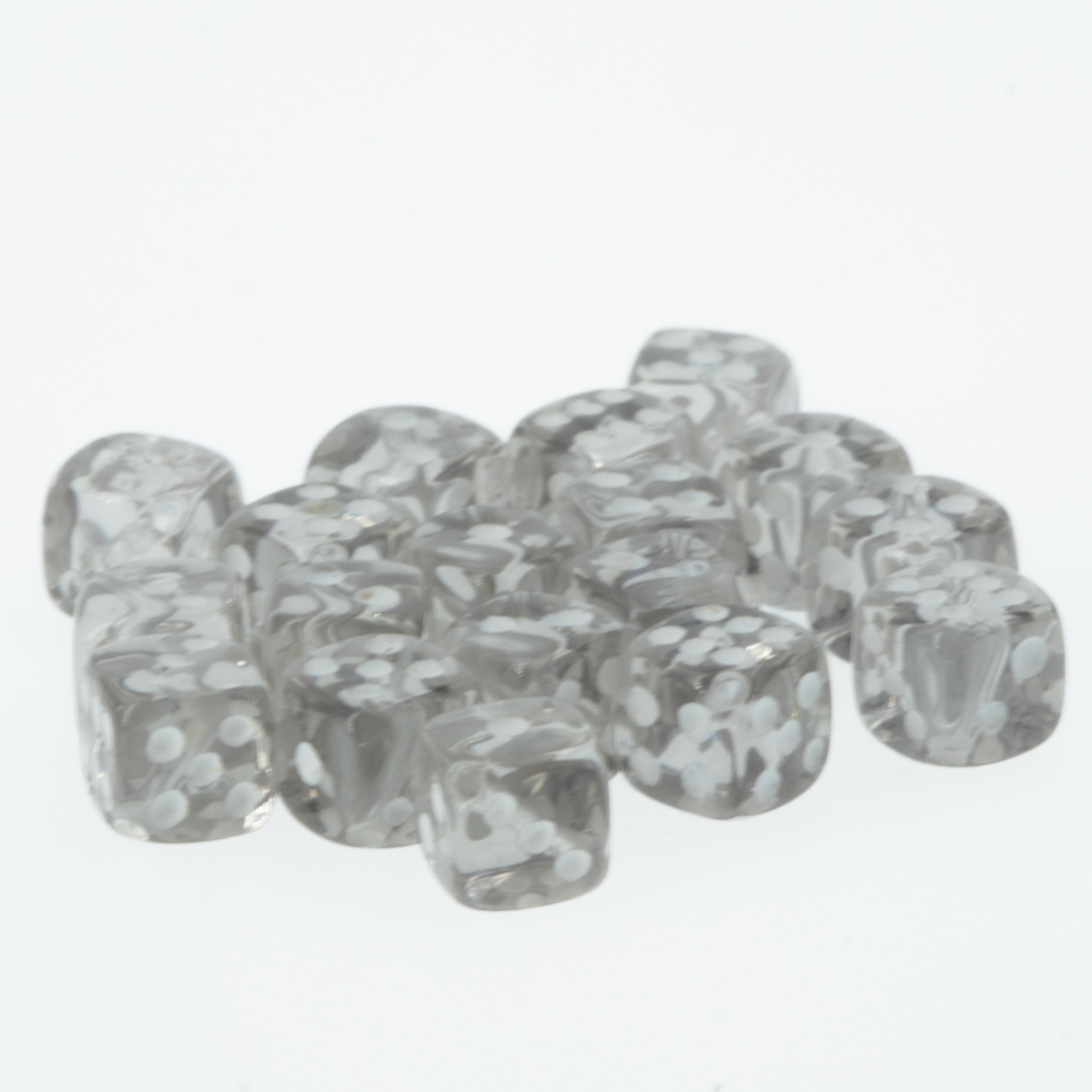  5mm Dice bead - grey / white Translucent, in
