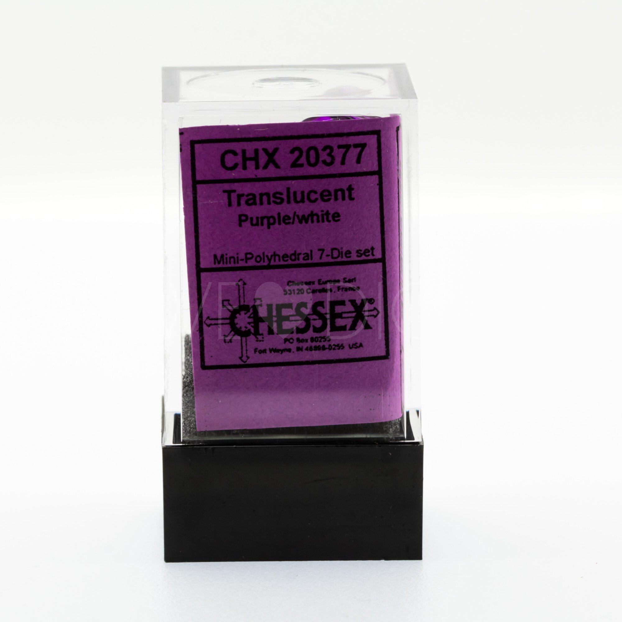 Mini-hedral Transparent Polyhedral Lila / weiß 7-Würfel Set