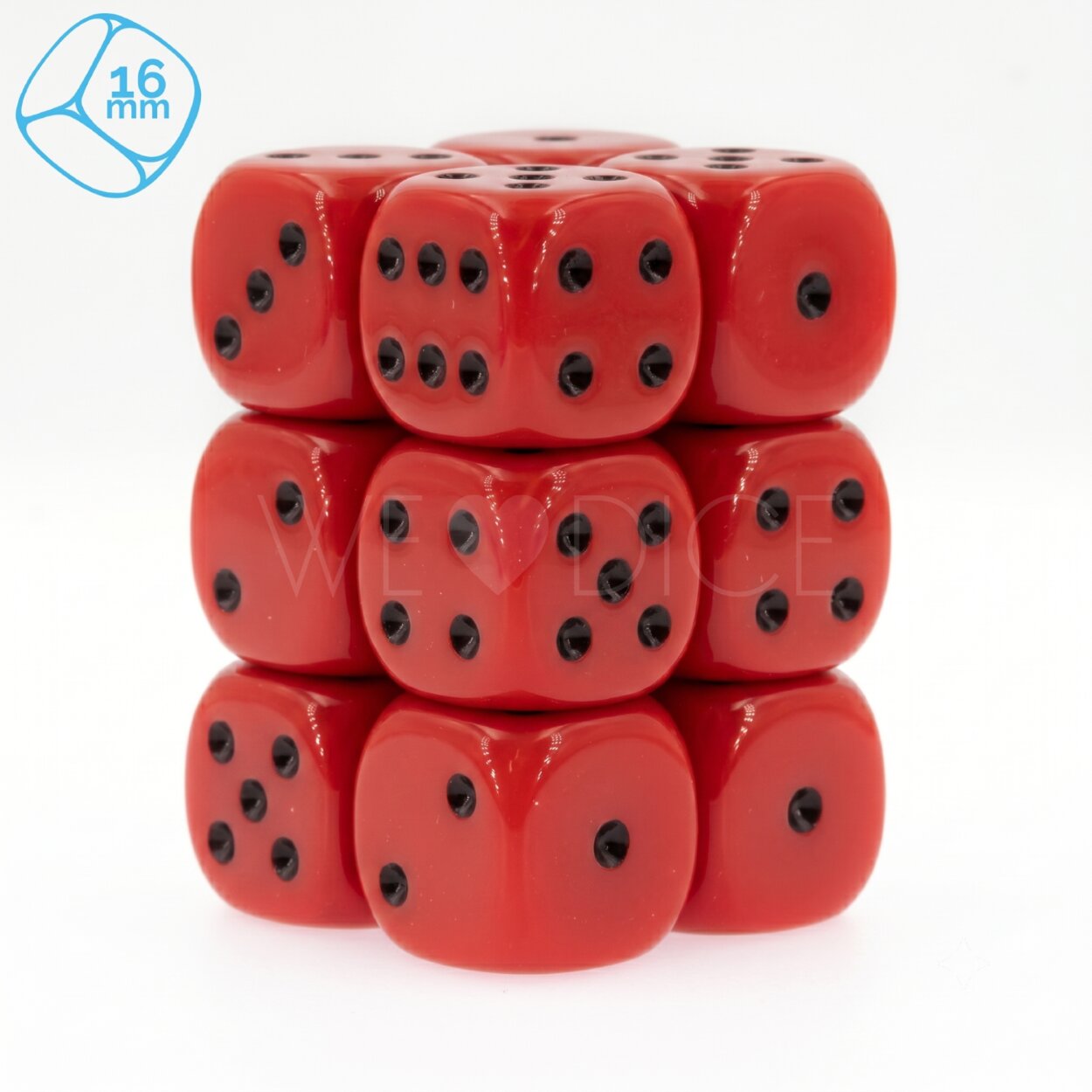 Satt rot / schwarz 16mm W6 Set (12 Stück)