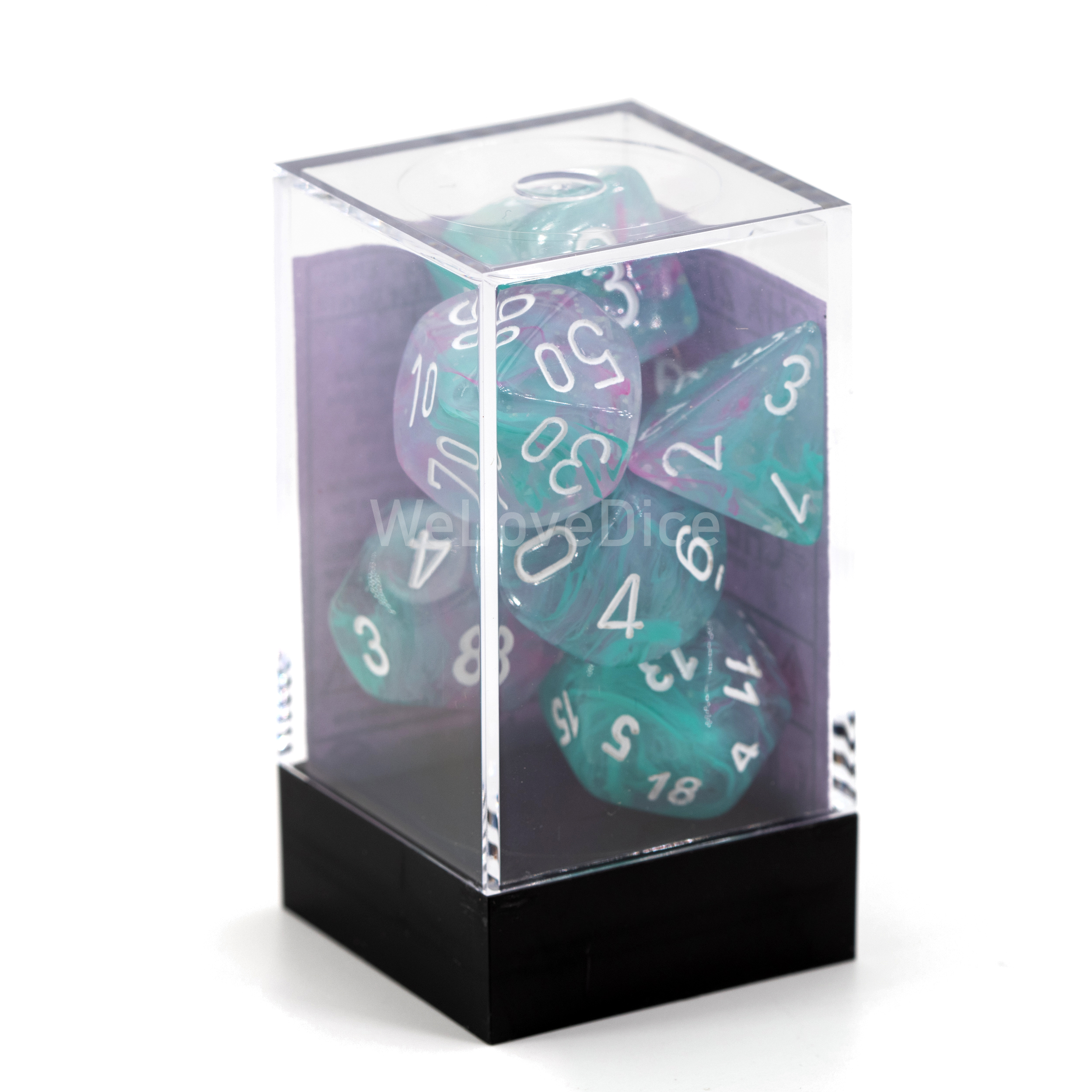 Nebula® Polyhedral Wisteria / weiß 7-Würfel Set