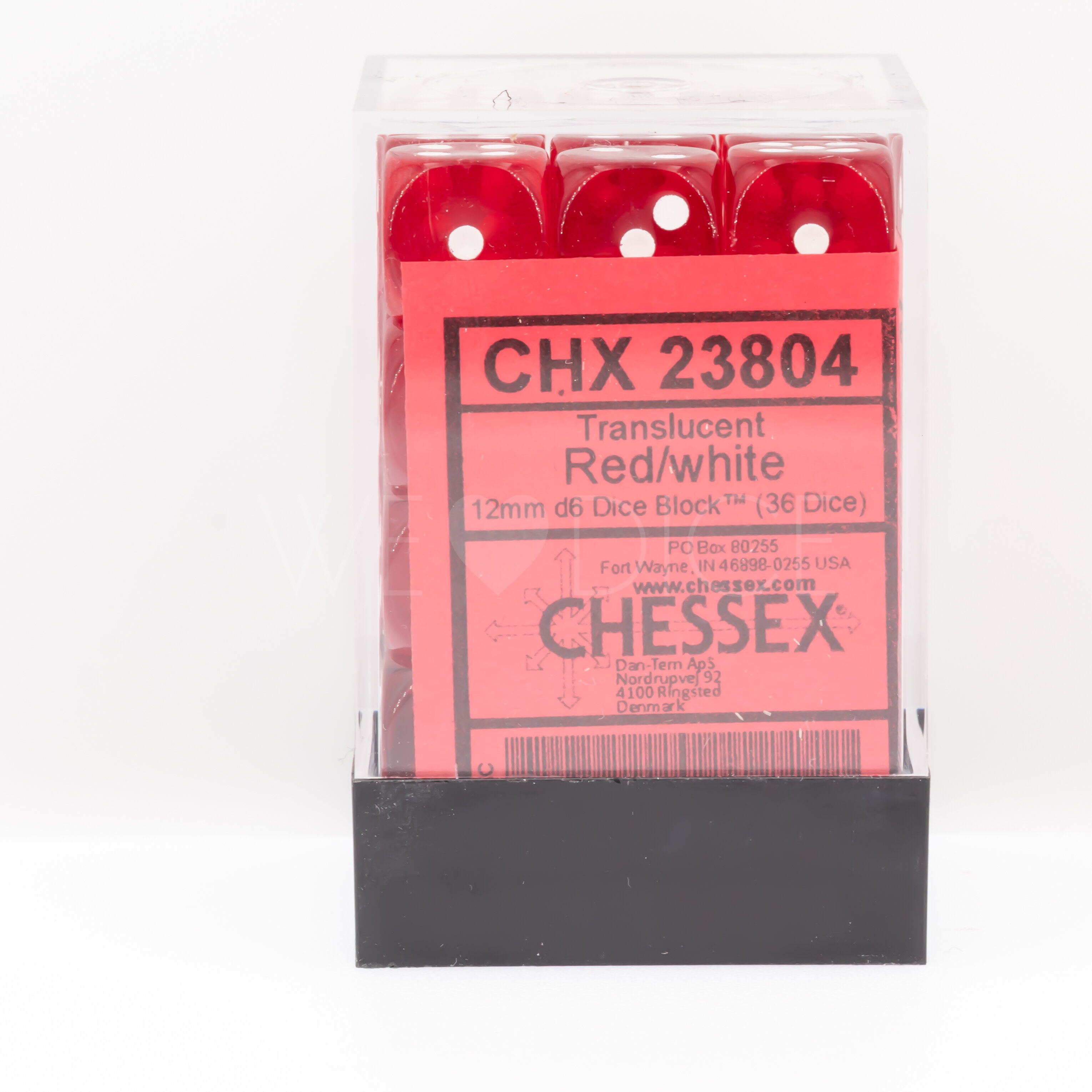 Transparent Rot / weiß 12mm W6 Würfel Set (36 Würfel)