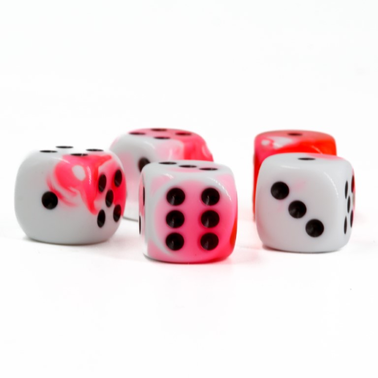 16mm  D6 Dice in neon pink / black 2-way