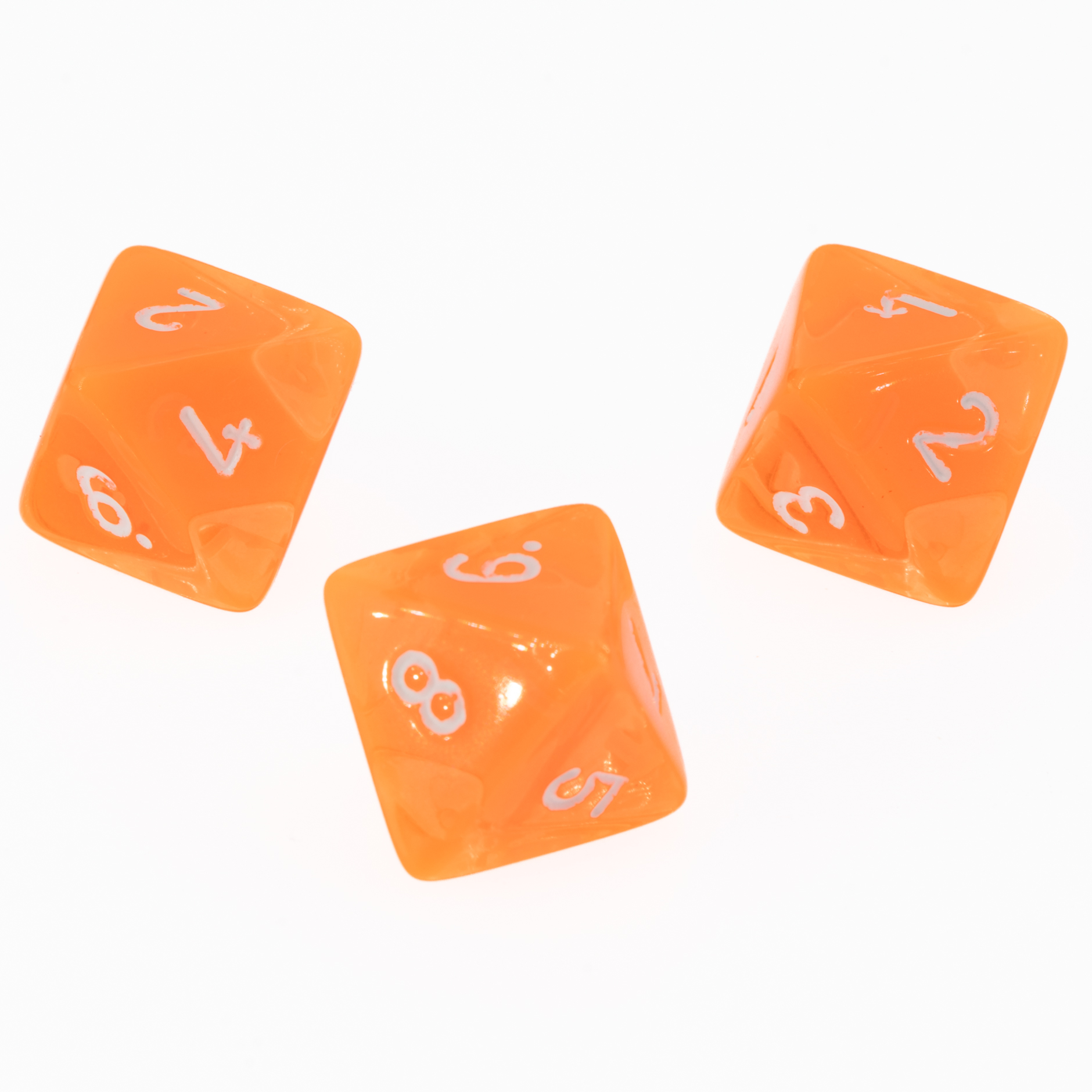 W8 dice in neon orange / weiß Transparent