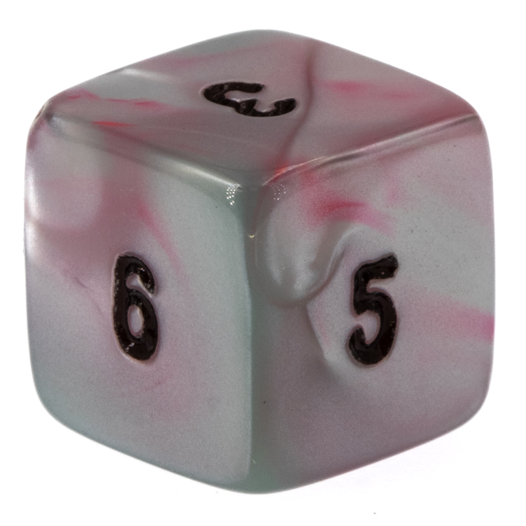 W6 Würfel in pink / schwarz Seide, Marmor