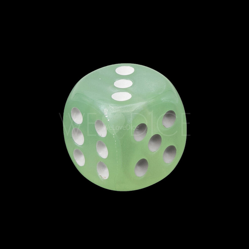 14mm W6 Würfel in grün / weiß