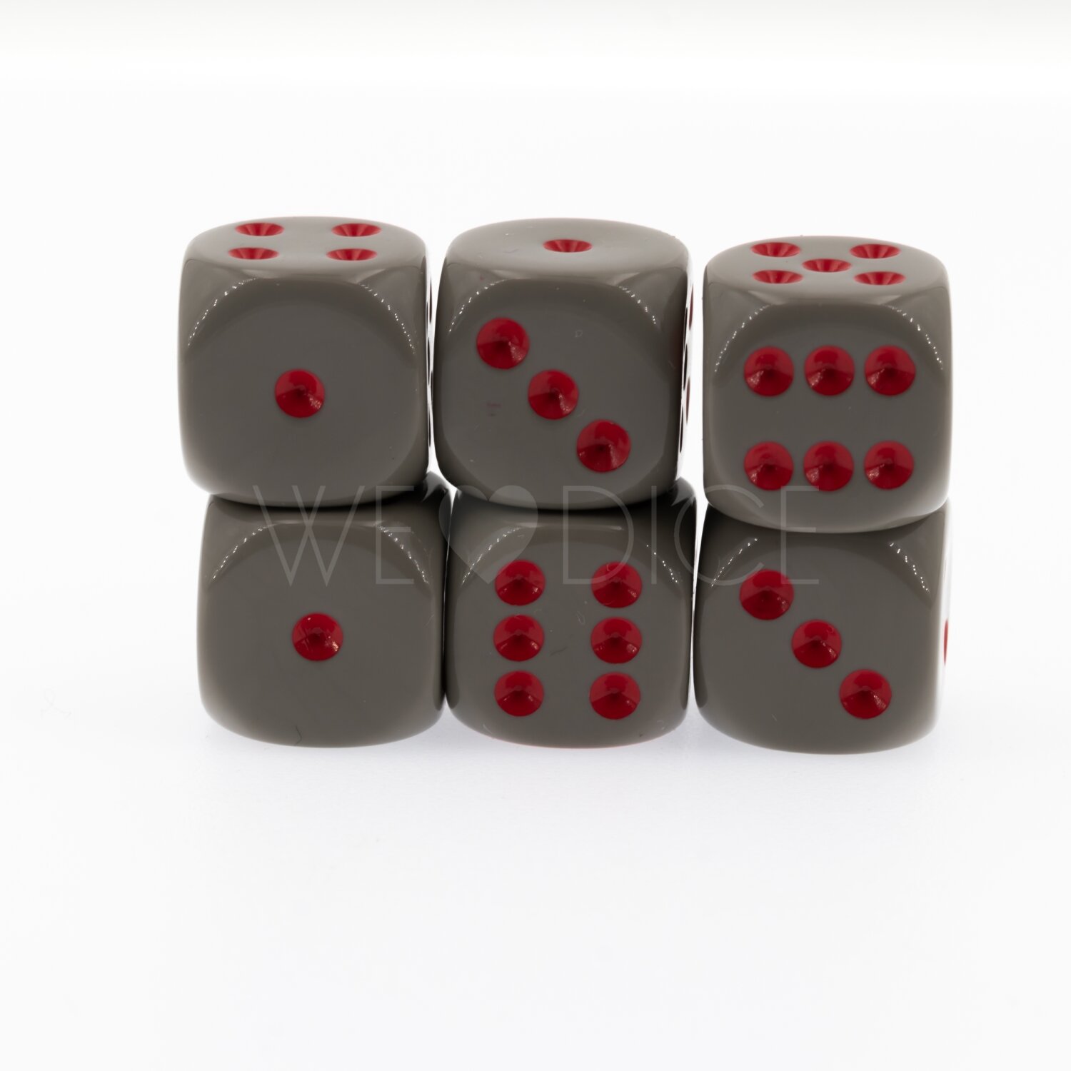 16mm  D6 Dice in vintage grey / Red