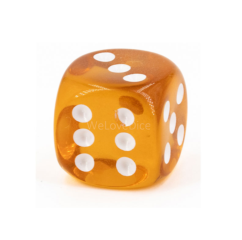 16mm  D6 Dice in camel brown / white Translucent