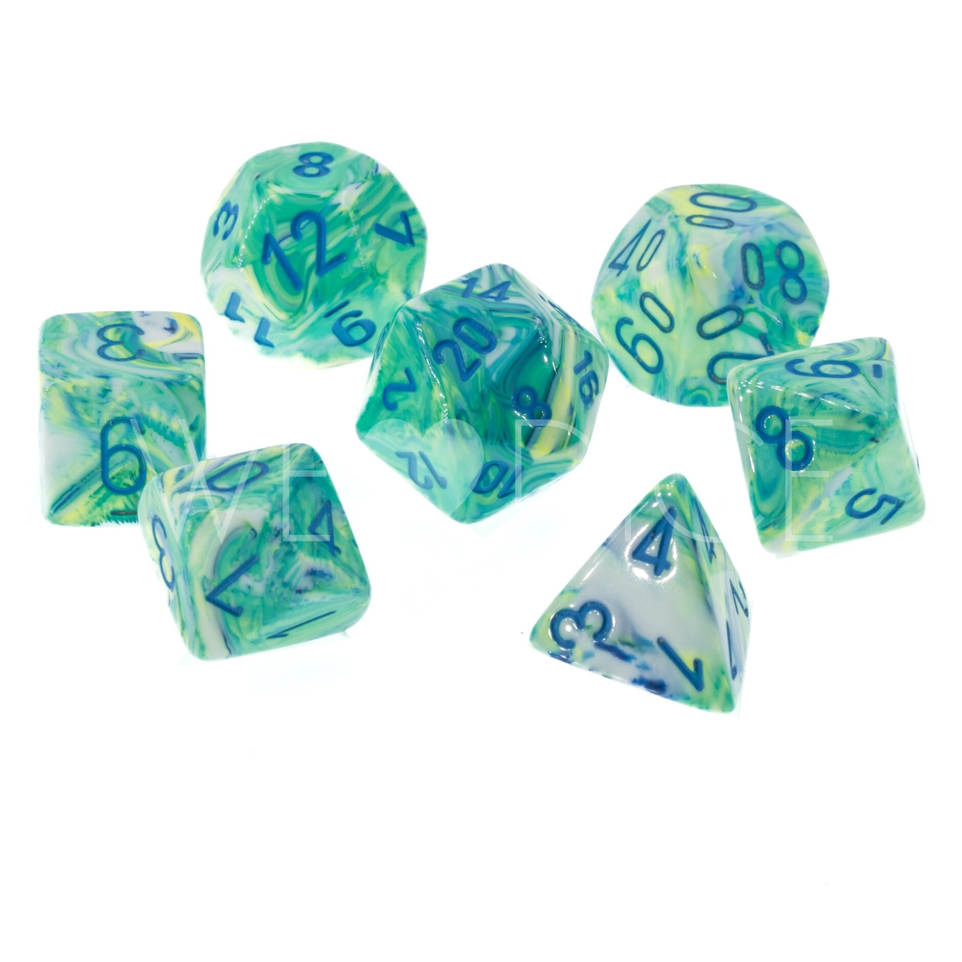 LabDice Festive® Garden/blue  Set 8 Stück