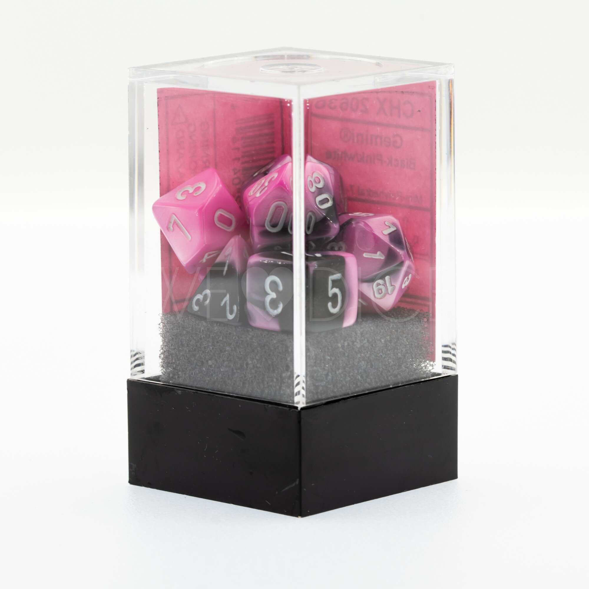 Gemini® Mini-hedral Polyhedral Black-Pink / white 7-DieSet