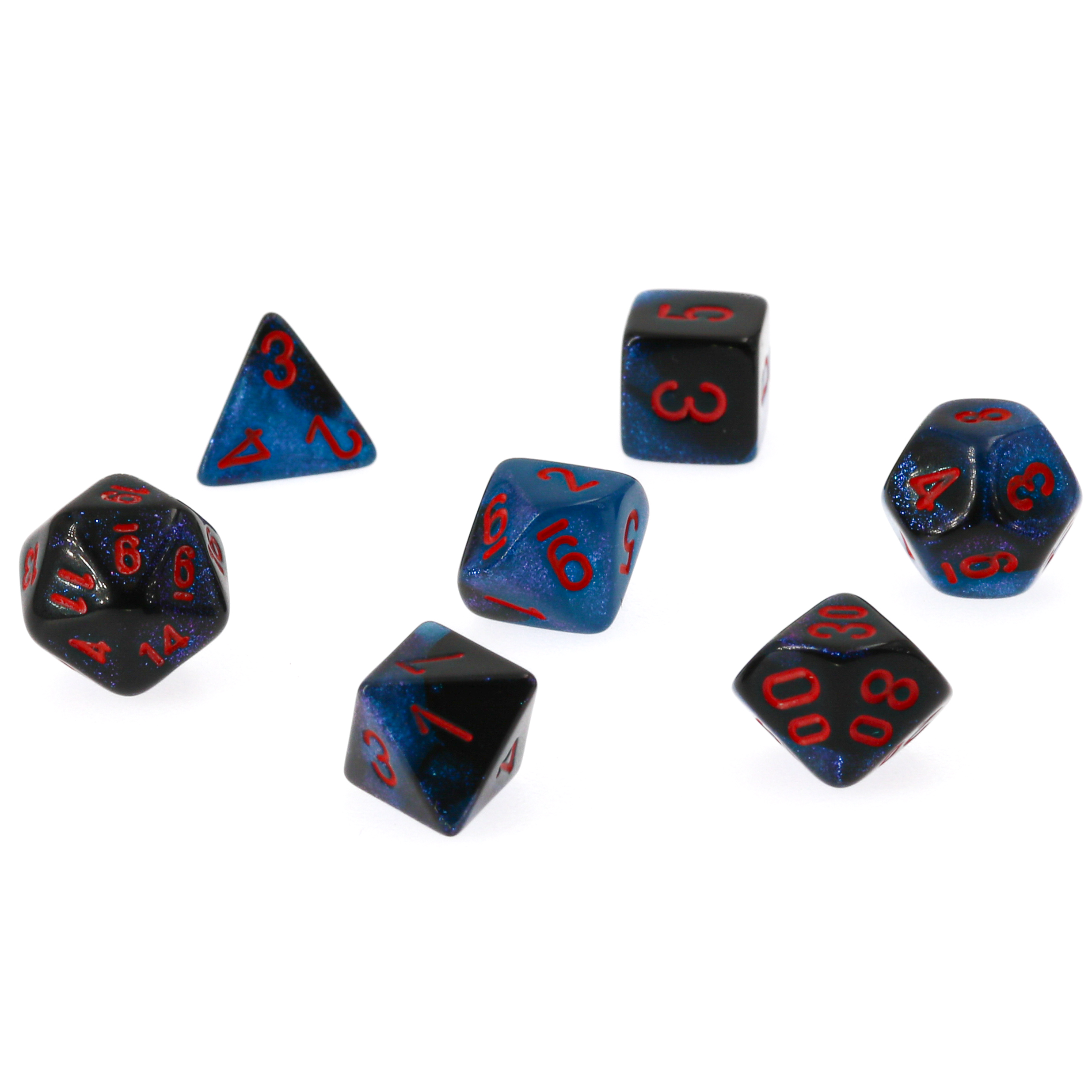 Gemini® Mini-hedral Polyhedral Black-Starlight / red 7-DieSet