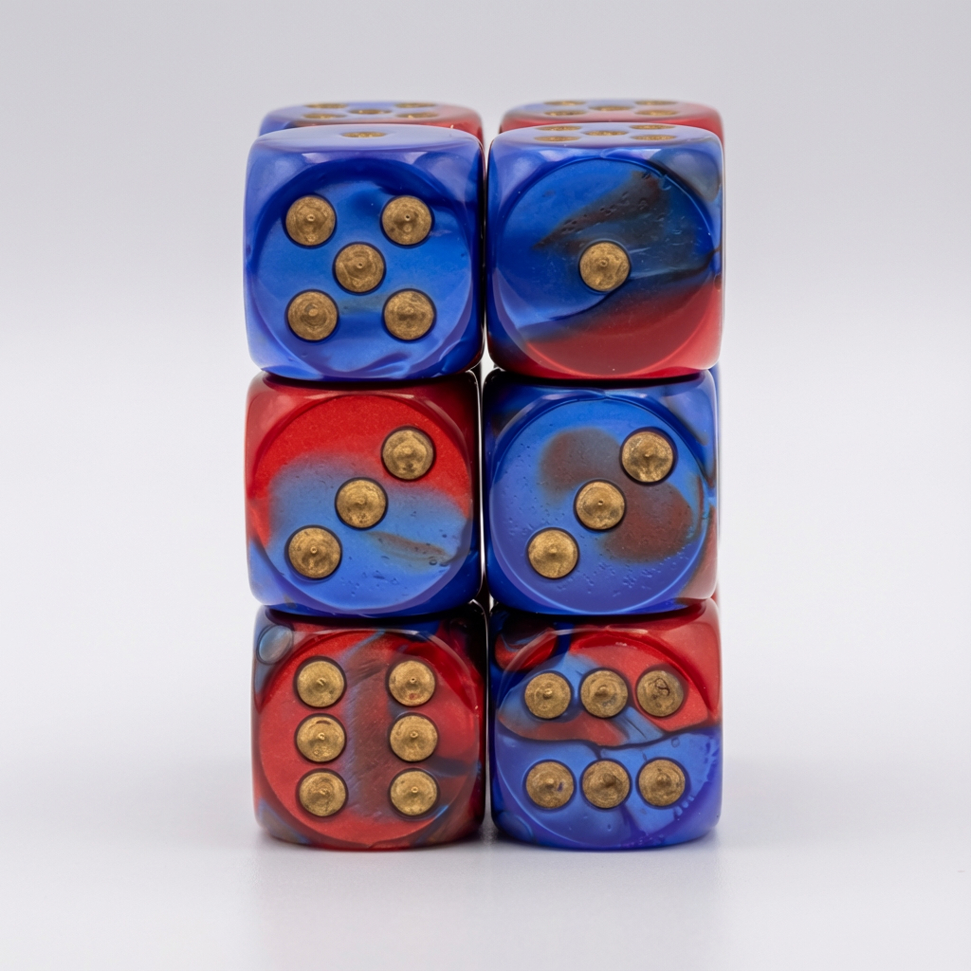 Gemini® Blau-Rot / gold 16mm W6 Würfel Set (12 Würfel)