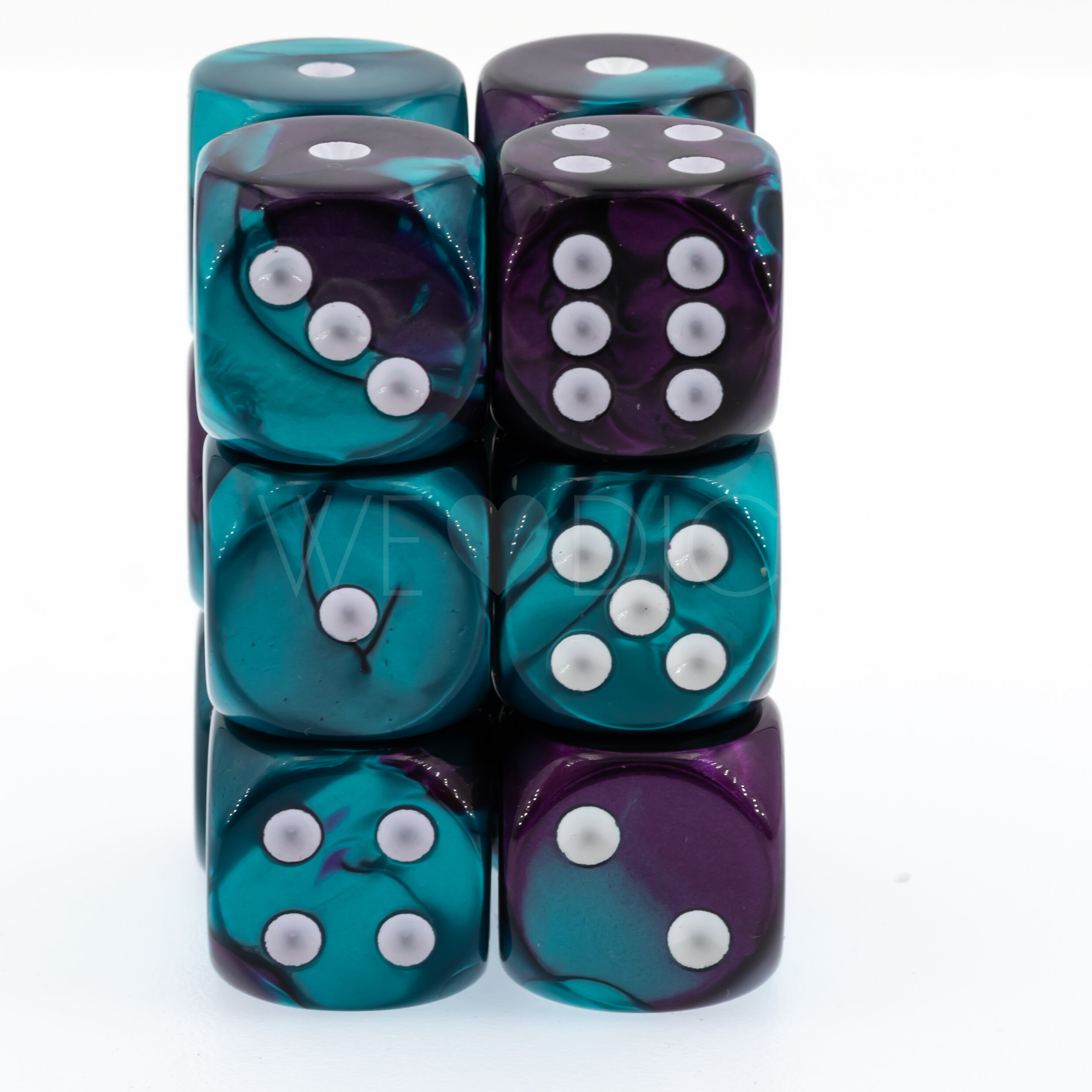 2-Ton türkis lila / weiß 16mm W6 Set (12 Stück)