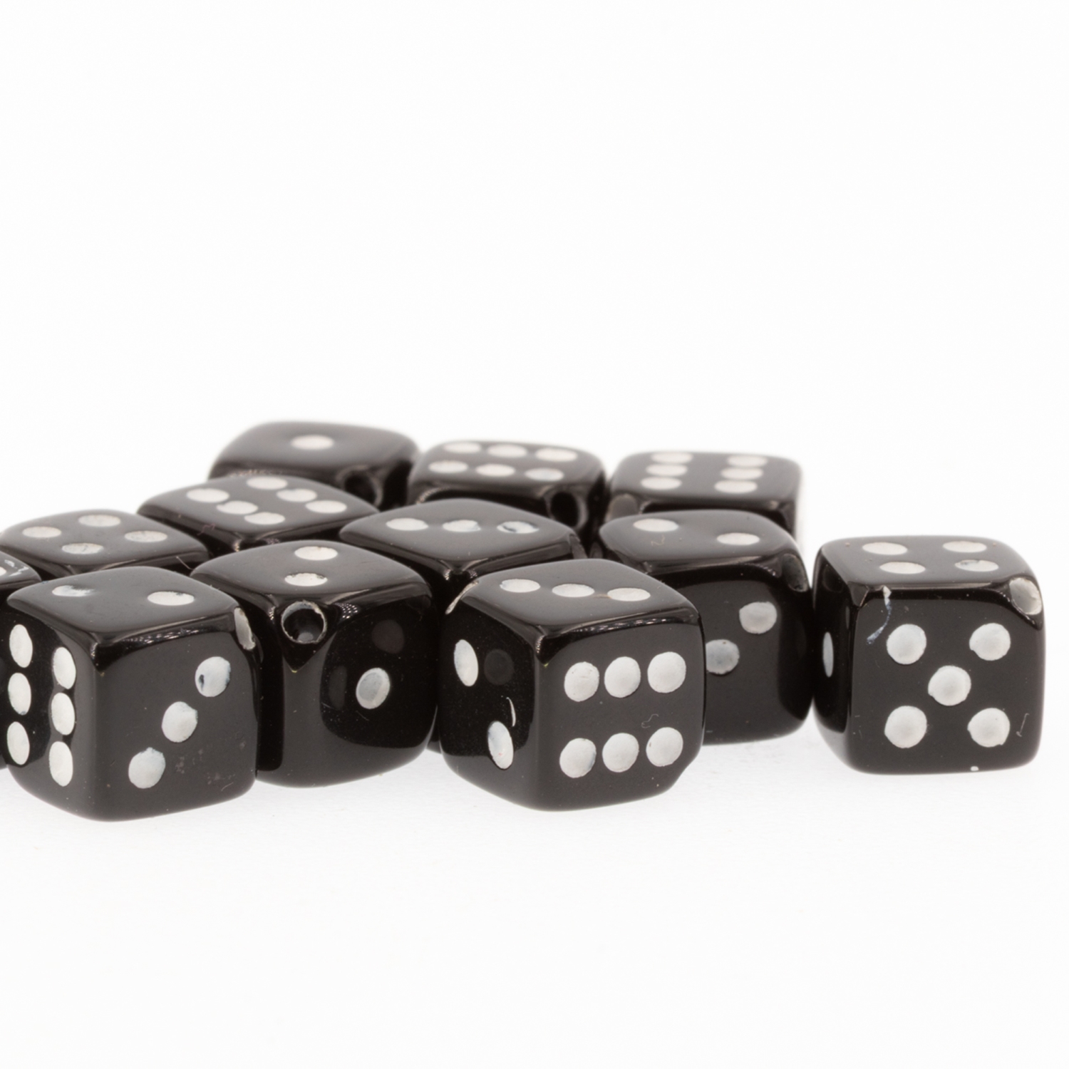  8mm Dice bead - black Opaque, in