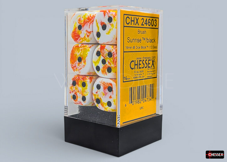 Brush™ Sunrise™ / black 16mm W6 Würfel Set (12 Würfel)