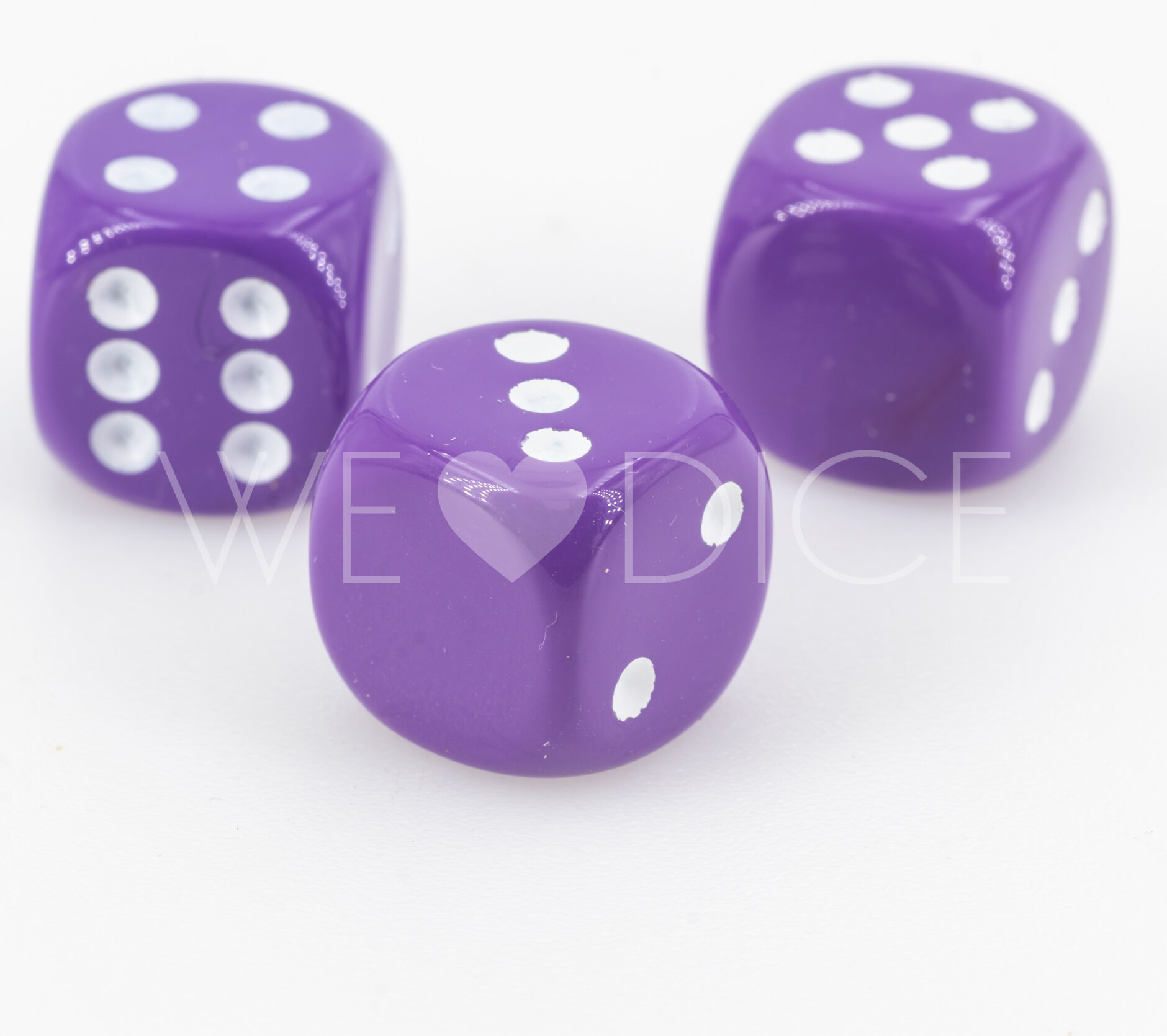 16mm Dice in purple / white Opaque no "6"