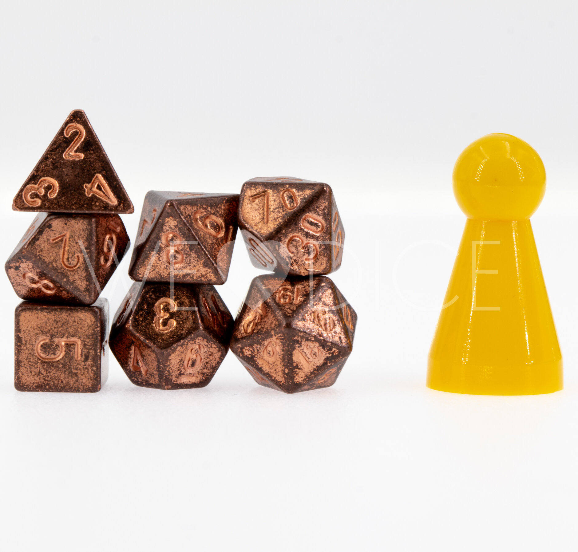 Mini Metallwürfel - Glühendes Kupfer - 7 Teile Set