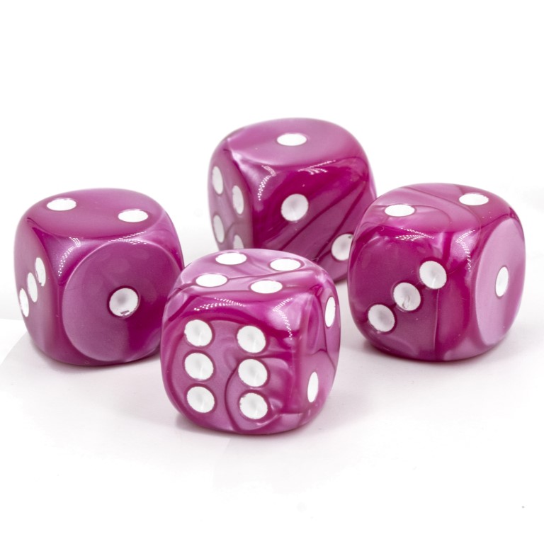 16mm W6 Würfel in lila / weiss
