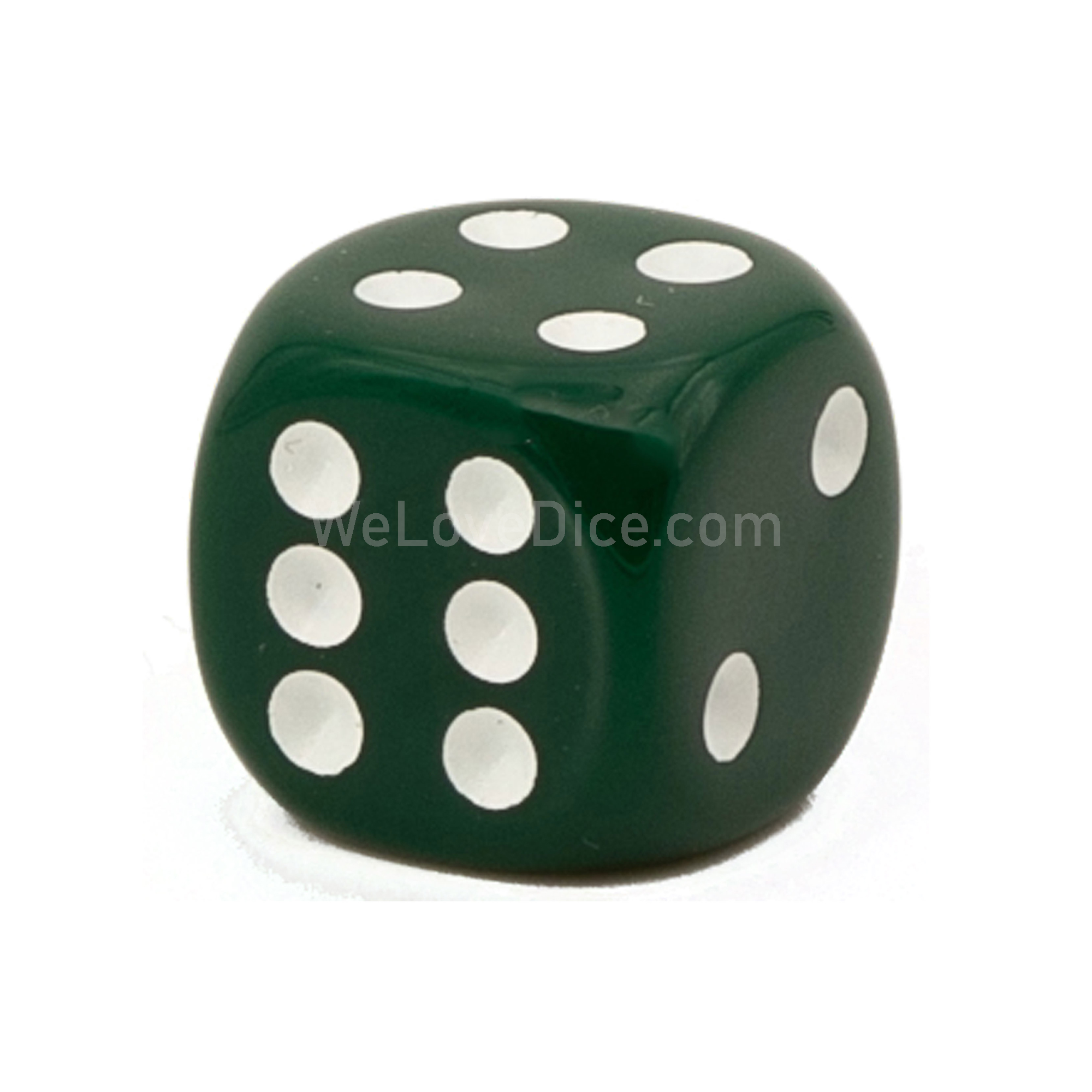 8mm  D6 Dice in dark green / white Opaque