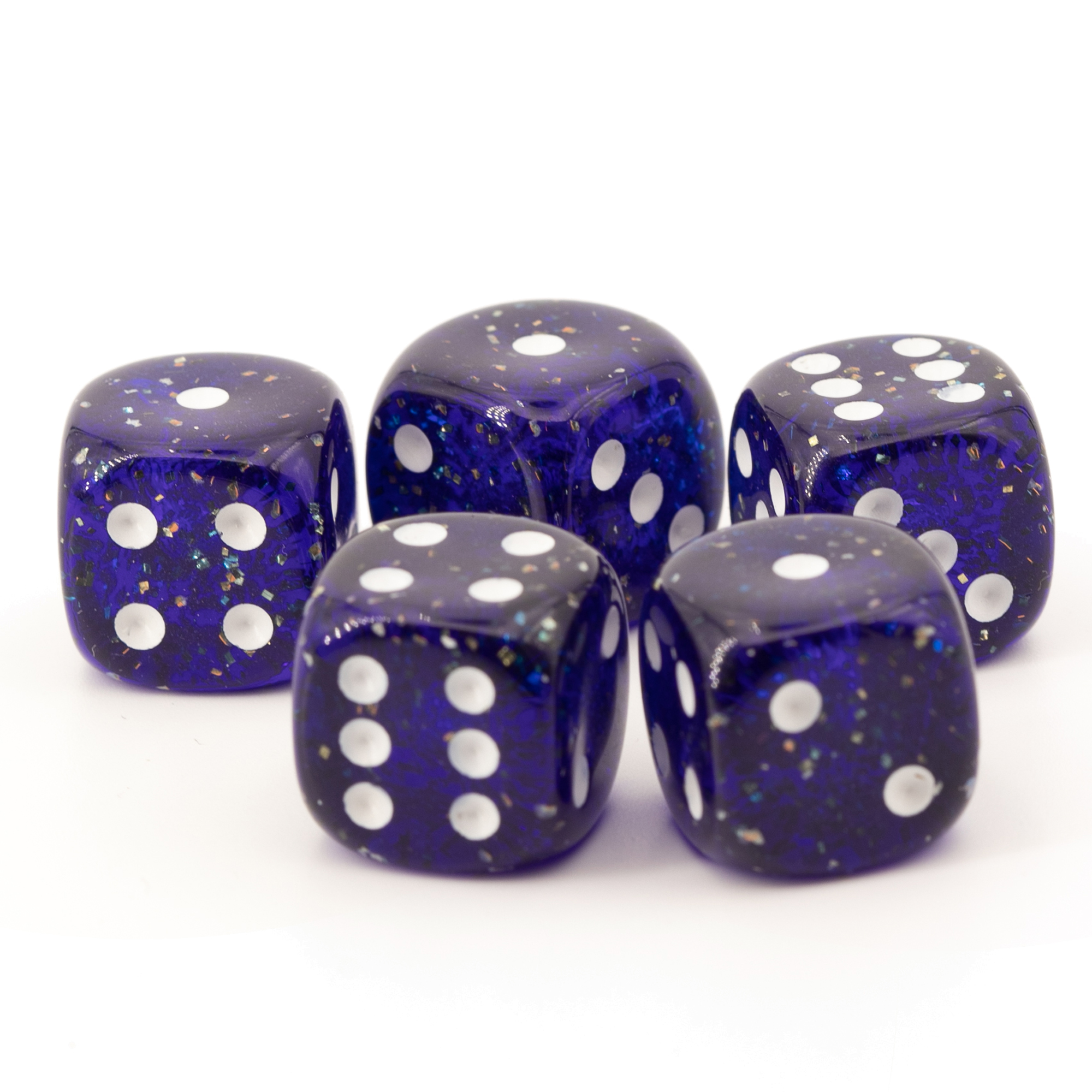 16mm W6 Würfel in glitter blau / weiß