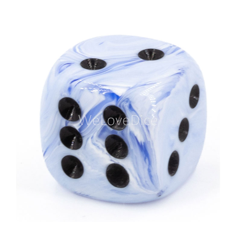 22mm  D6 Dice in ice cream blue / black Marbled