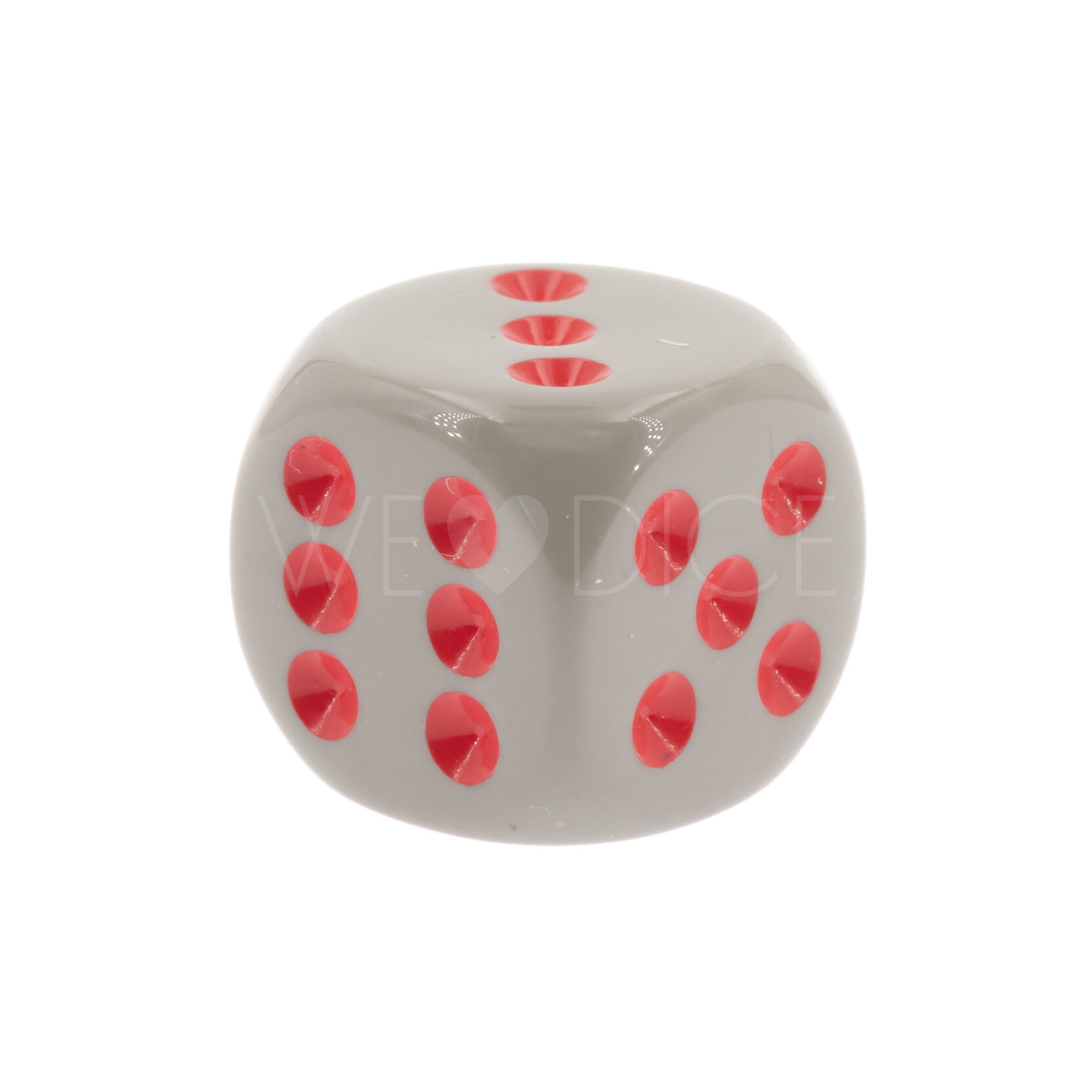 16mm  D6 Dice in vintage grey / Red