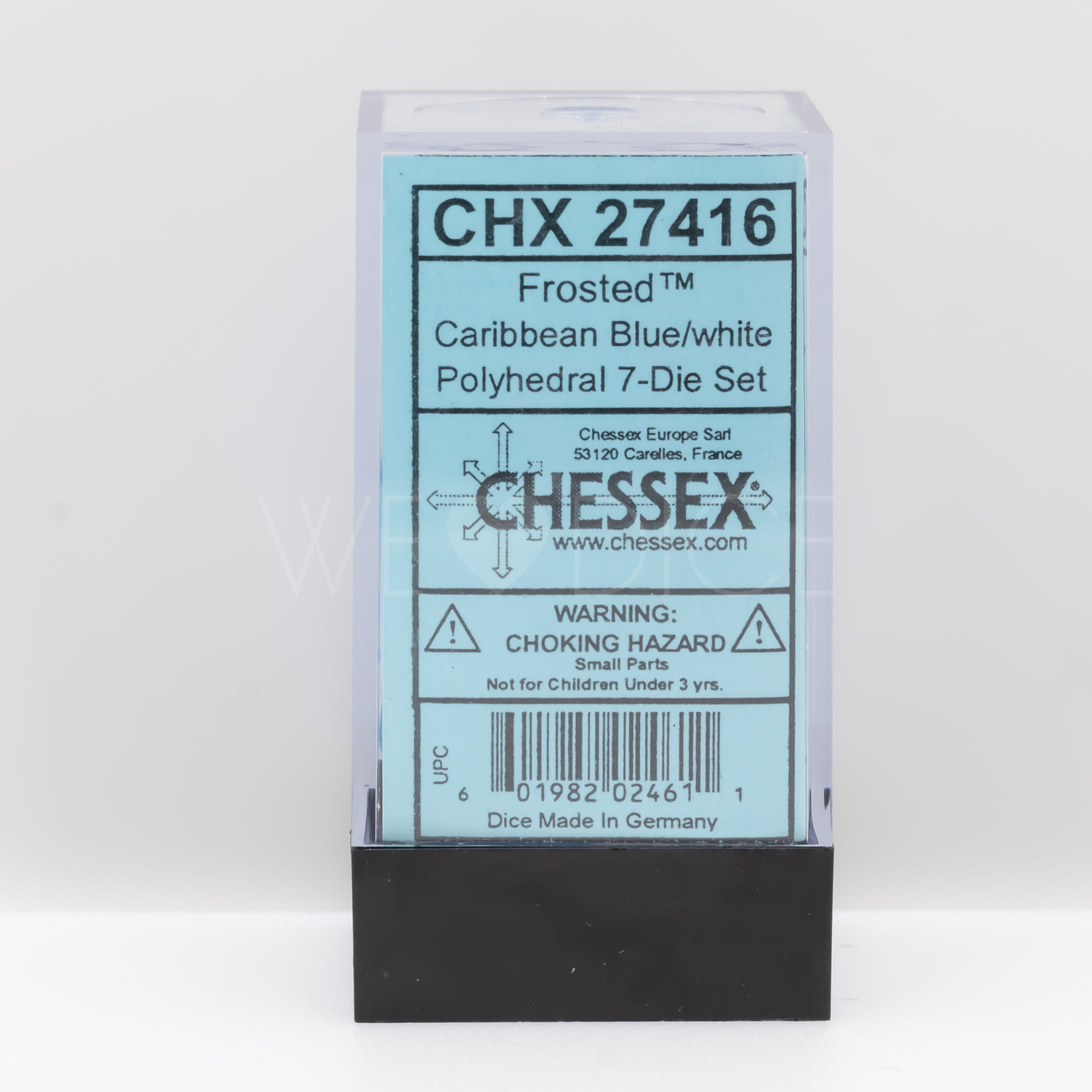Frosted Polyhedral Karibikblau / Weiß 7-Würfel Set