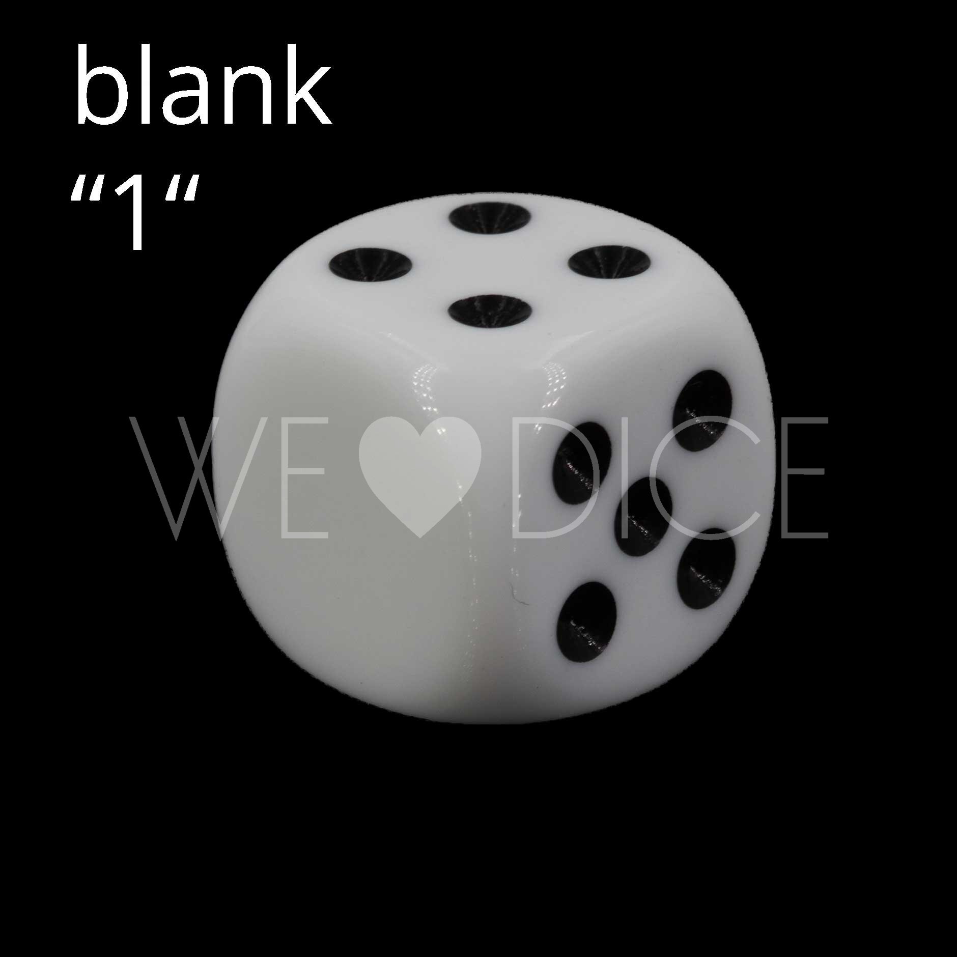 16mm Dice in white / black Opaque no "6"