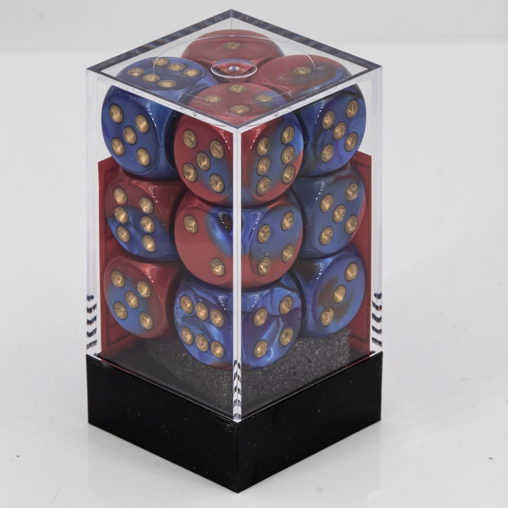 Gemini® Blau-Rot / gold 16mm W6 Würfel Set (12 Würfel)