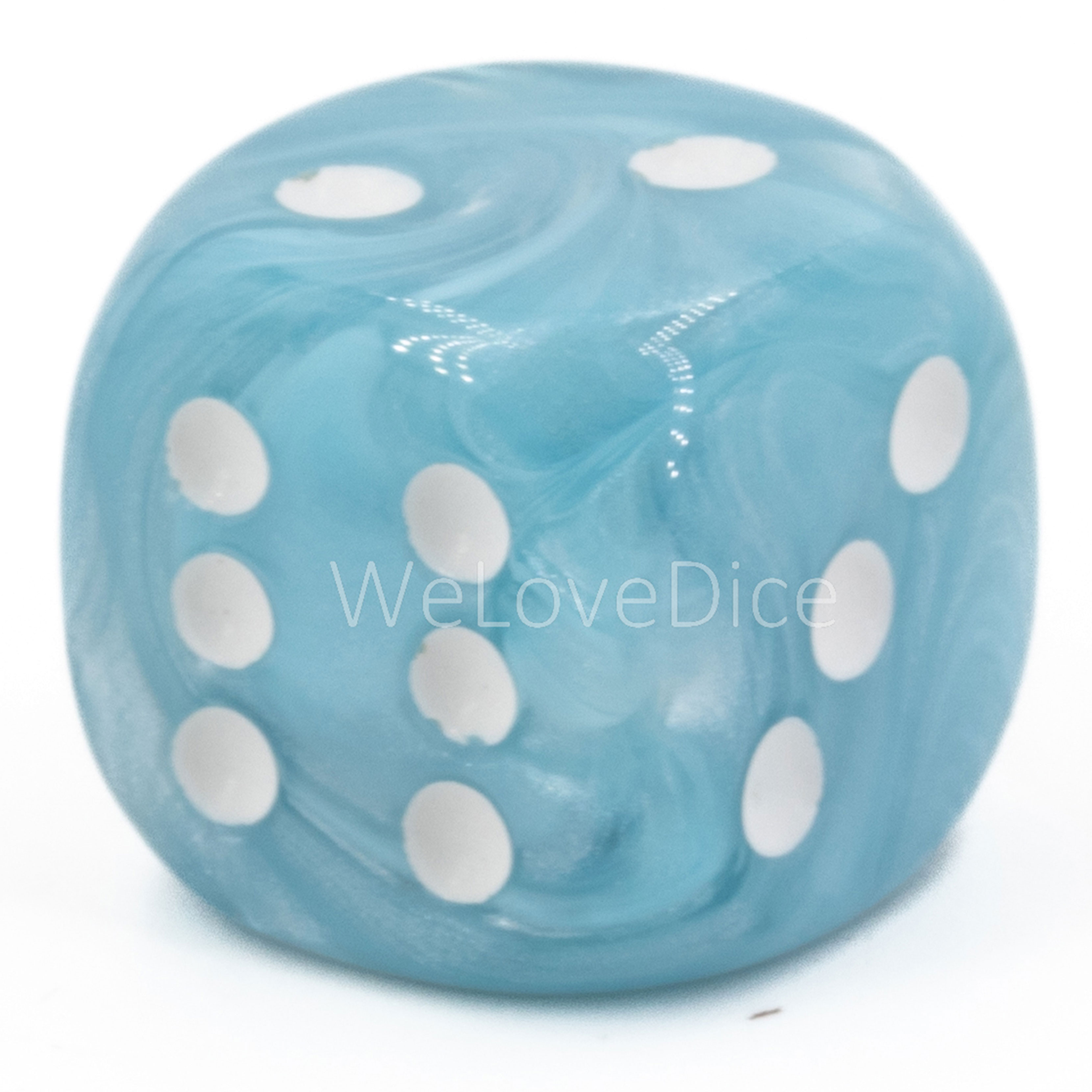 25mm  D6 Dice in cloud blue / white Marbled