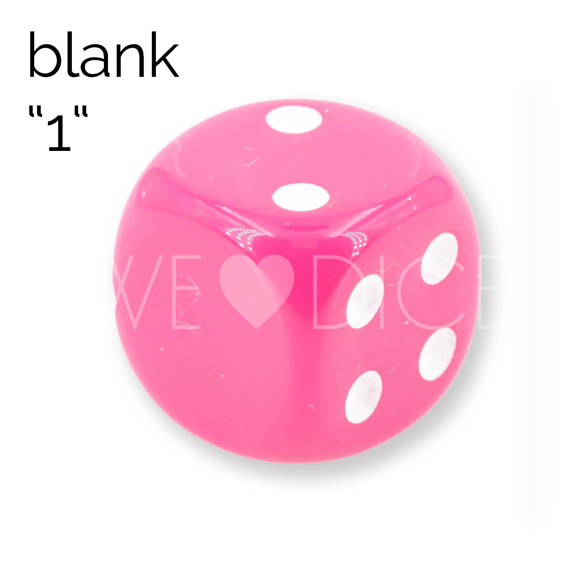 16mm Dice in pink / white Opaque no "6"