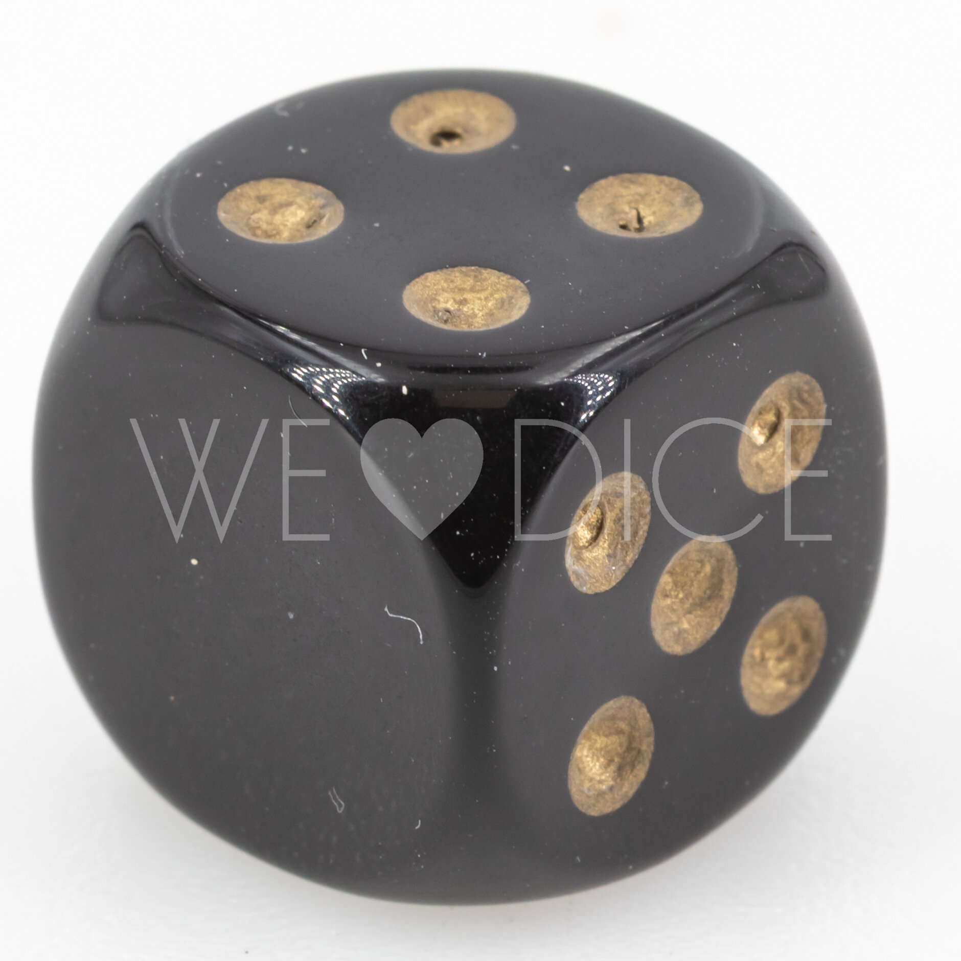 16mm Dice in black / gold Opaque no "6"