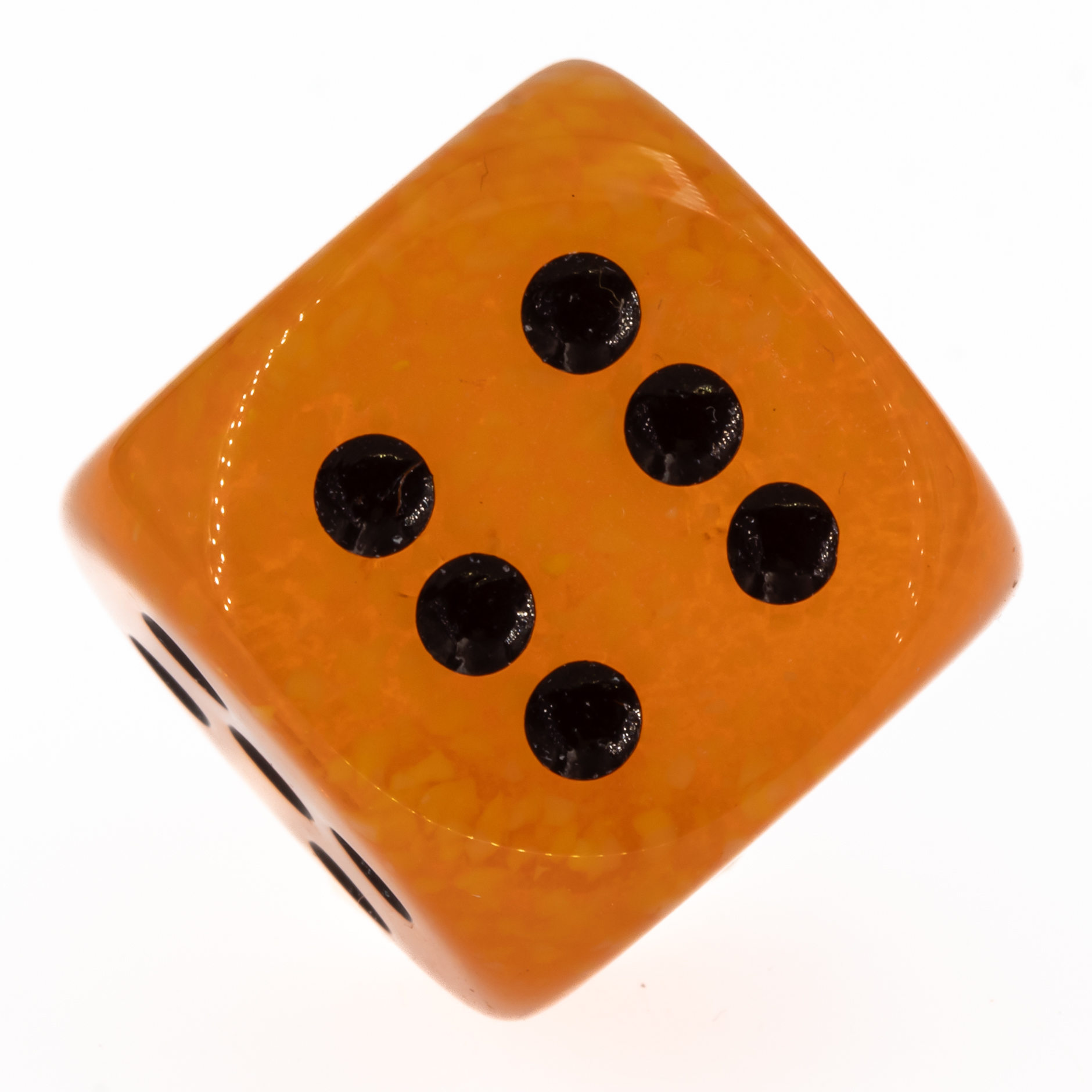 30mm W6 Würfel in neon orange / schwarz